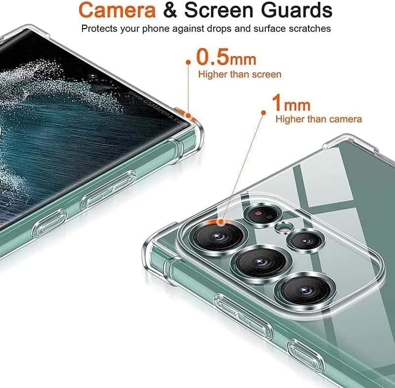 DL3 Mobilak Clear TPU Case for Samsung Galaxy S24 Ultra, Camera protection, Shock-absorbing protection, Non-slip grip - Clear