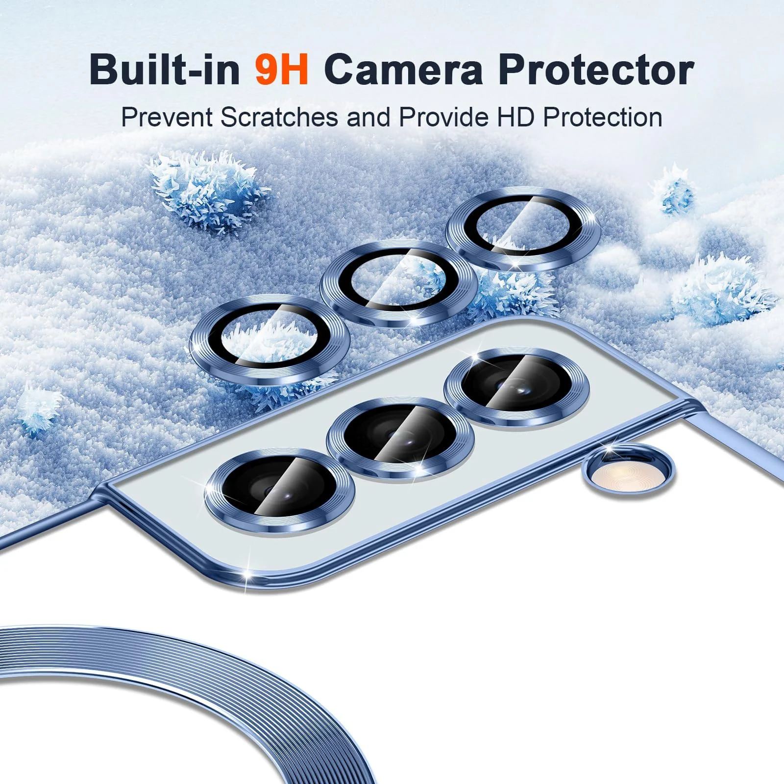 DL3 Mobilak Clear MagSafe-Compatible TPU Case and Camera Lens Protector for Samsung Galaxy S22 Plus - Sierra Blue