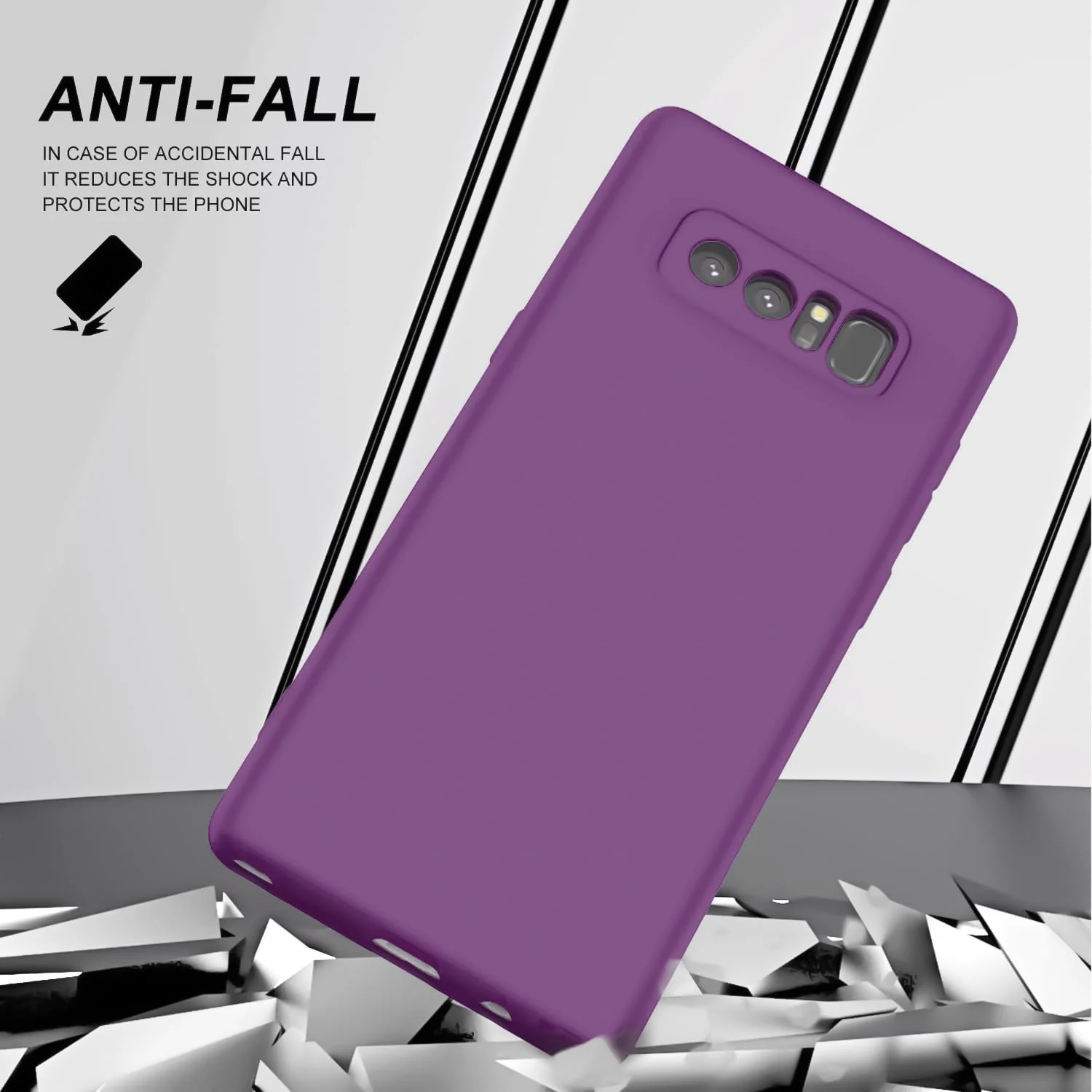 DL3 Mobilak Liquid Silicone Protective Case with Soft Microfiber Lining with Full Camera Protection for Samsung Galaxy Note 8 - Violet