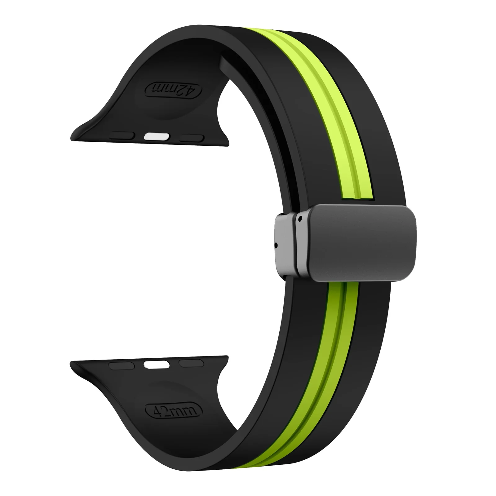DL3 Mobilak Magnetic Strap for Apple Watch Band 49mm 45mm 44mm 41mm 40mm 38mm 42mm, Silicone Replacement Wristband Strap for iwatch Series 9 8/7/6/5/4/3/2/SE ( & Lime, 42mm/44mm/45mm/49mm) - Black & Lime