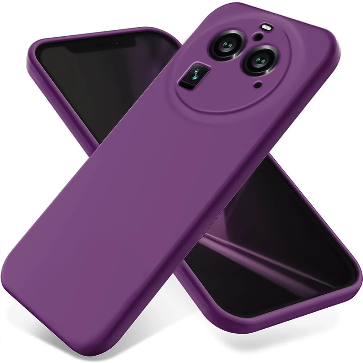 DL3 Mobilak Liquid Silicone Protective Case with Soft Microfiber Lining with Full Camera Protection for OPPO Find X6 Pro - Violet