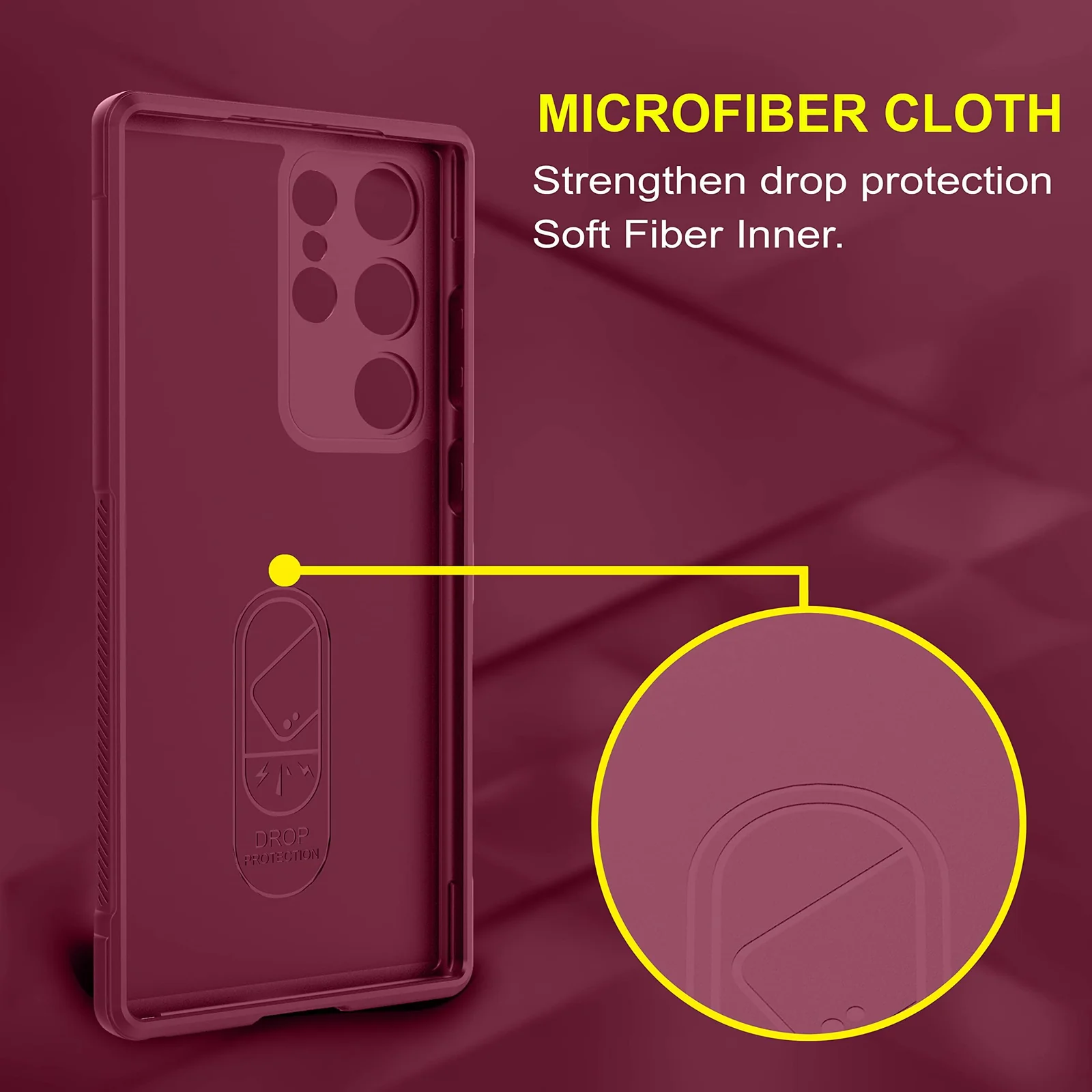 DL3 Mobilak Soft Silicone Protective Case for Samsung Galaxy S23 Ultra with Camera Protection and Shockproof Design - Wine Red
