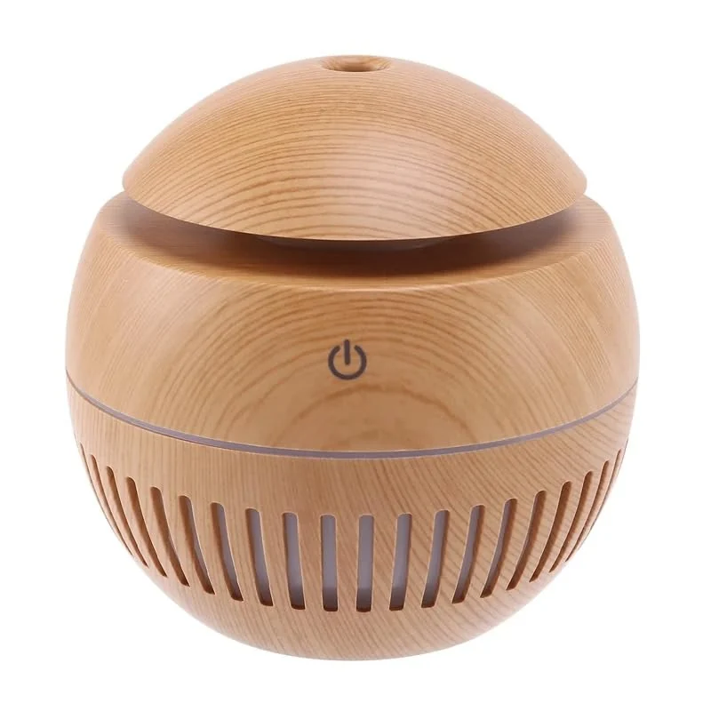 Mobigon Wood Cool Mist Ultrasonic Humidifier for Room Moisture, Aroma Diffuser for Home, 200ml Essential Oil Diffuser with 7 Colorful Night Light, Auto Shut-Off, Home, Office, car - B.Light Brown