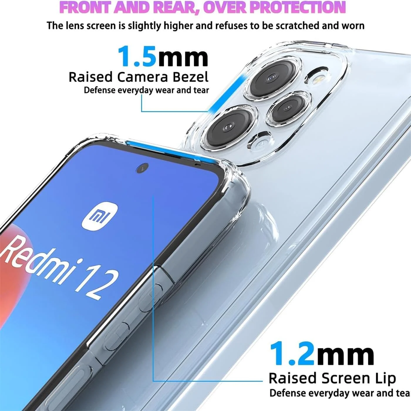 DL3 Mobilak Case Compatible with Redmi 12 4G Case Cover (not for Note 12 4G) Case Crystal Soft TPU Gel Case Flexible Silicone Anti-Scratch Camera Protection TPU Cover - Clear