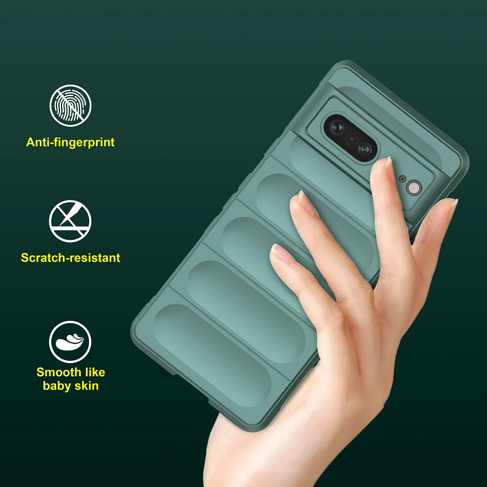 DL3 Mobilak Flexible Silicone and TPU Protective Case with Camera Protection for Google Pixel 7 - Green