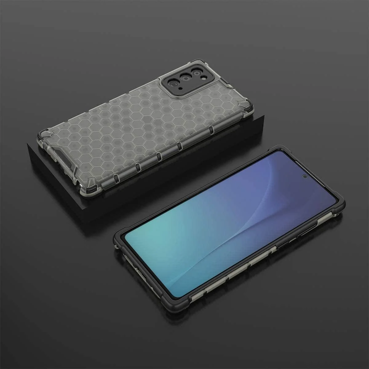 DL3 Mobilak Honeycomb Protective Case for Samsung Galaxy Note 20 5G, Shock-absorbing protection, Transparent design, Slim, lightweight profile - Black