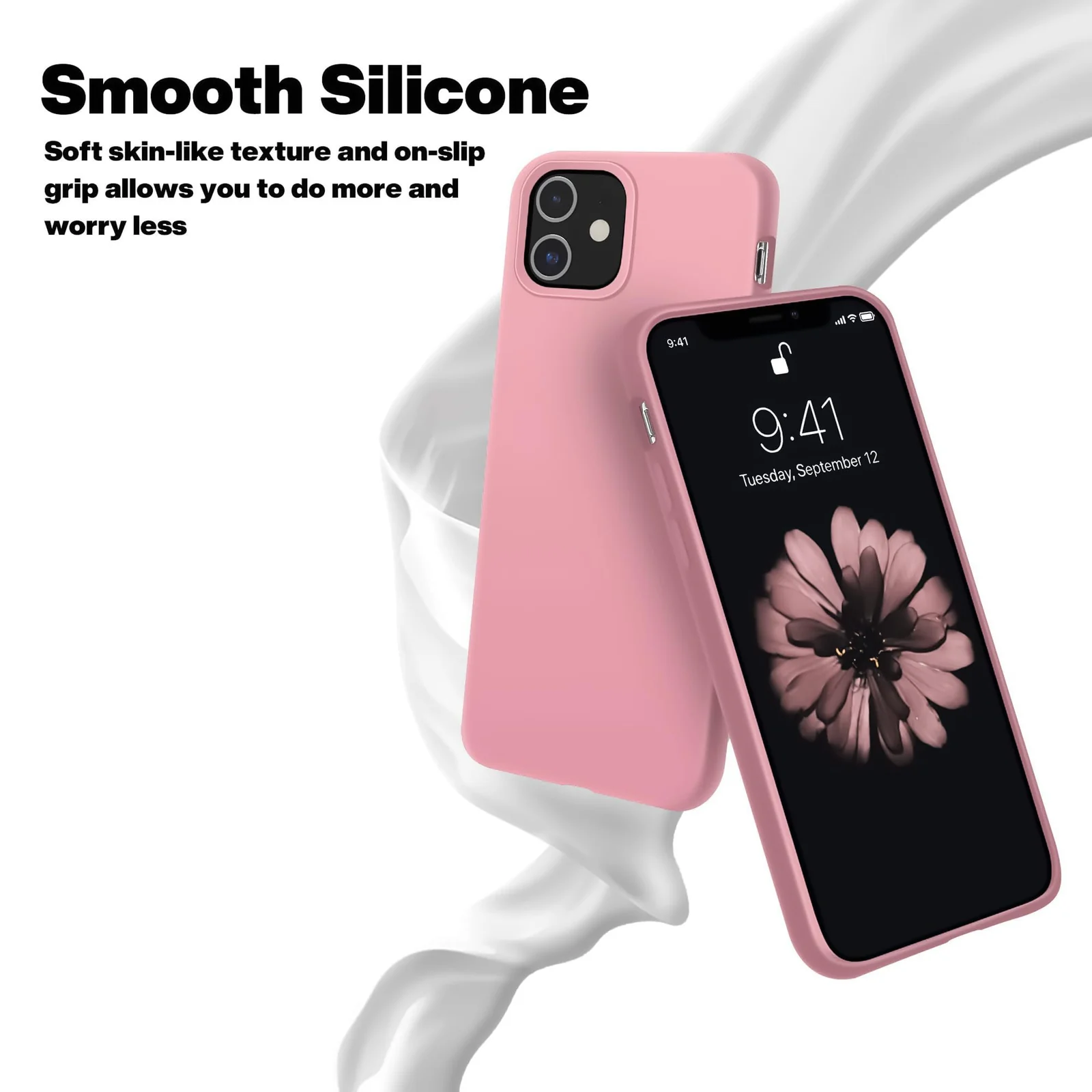 DL3 Mobilak Liquid Silicone Case for iPhone 11 (6.1 Inch), Shock-absorbing protection, Scratch-resistant surface, Soft microfiber lining - Pink