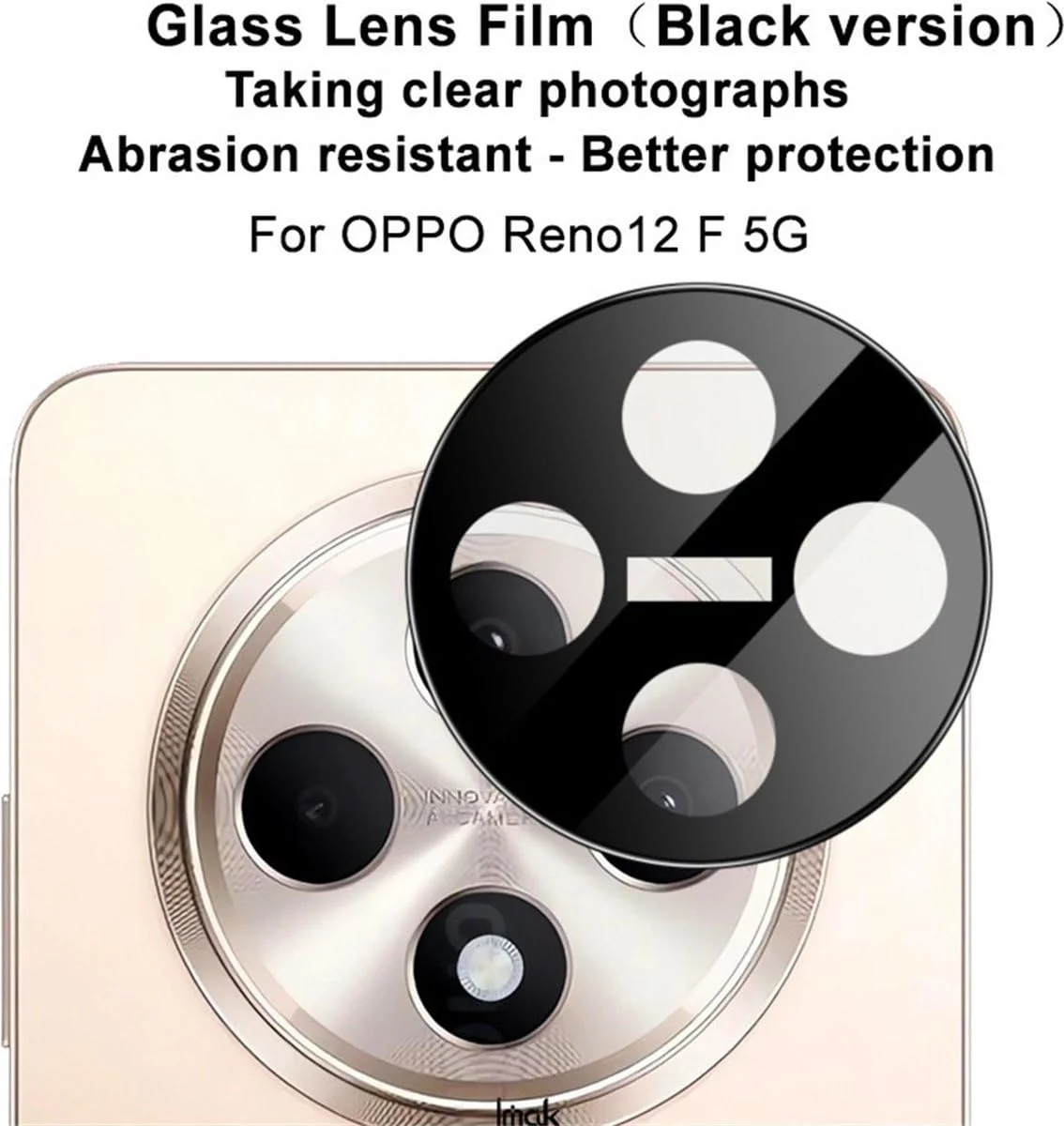 DL3 Mobilak OPPO Reno 12F / Reno12 F 4G/5G Camera Lens Protector Tempered Glass Screen Protector HD [Full Coverage][Anti-Scratch] Drop Protection Ultra Clear/Thin Lens Protector Case - Black