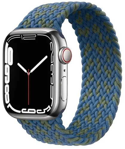 Medium — DL3 Mobilak Braided Solo Loop Band For Apple Watch Band 49mm 45mm 44mm 42mm, Replacement Wristband Nylon Strap for iWatch Series SE 9/8/7/6/5/4/3/2/1/Ultra/Ultra 2 (Medium) - Blue Green