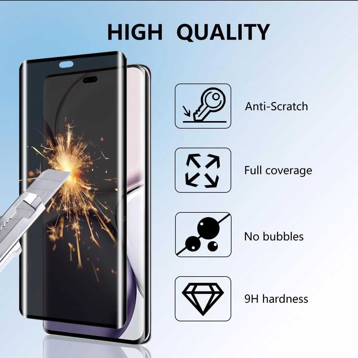 DL3 Mobilak Screen Protector for Honor Magic 7 Pro UV Glass Fingerprint Reader Support 3D Curved Anti-Spy Tempered Glass Screen Protector - Privacy