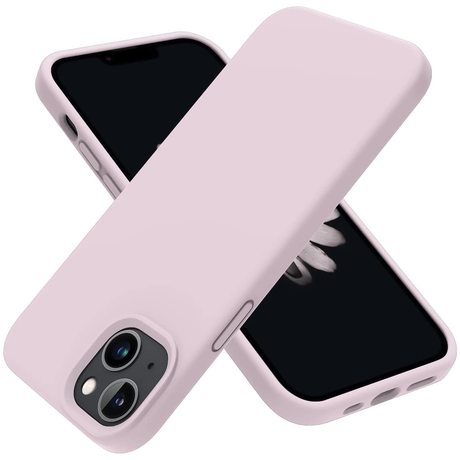 "DL3 Mobilak Compatible with iPhone 15 Plus/iPhone 14 Plus Case 6.7"", Slim Liquid Silicone 3 Layers Soft Gel Rubber Cover Protective Phone Case with Anti-Scratch Microfiber Lining - A. Pink Sand"