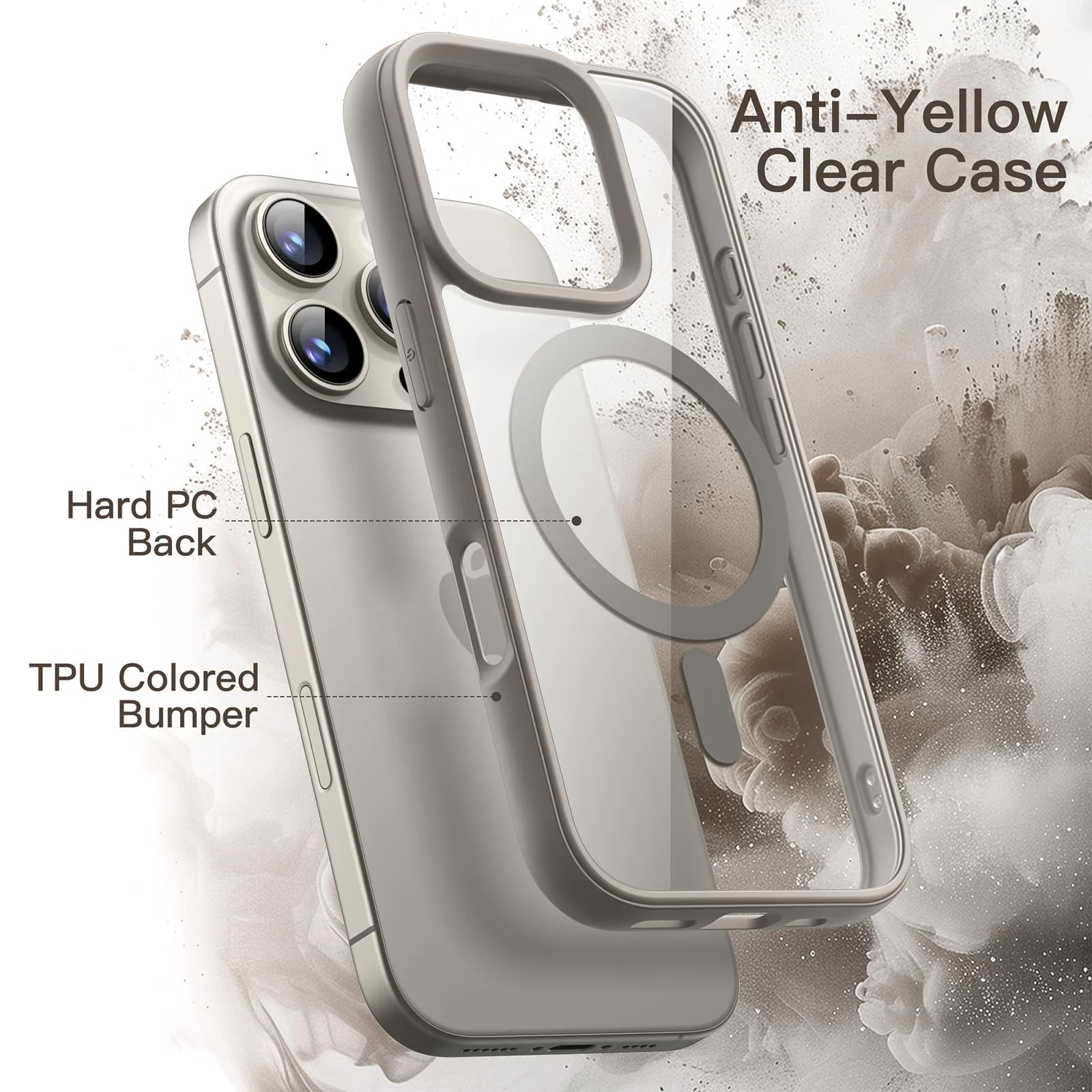 DL3 Mobilak Clear MagSafe-Compatible TPU Case for iPhone 16 Pro Max - Natural Titanium