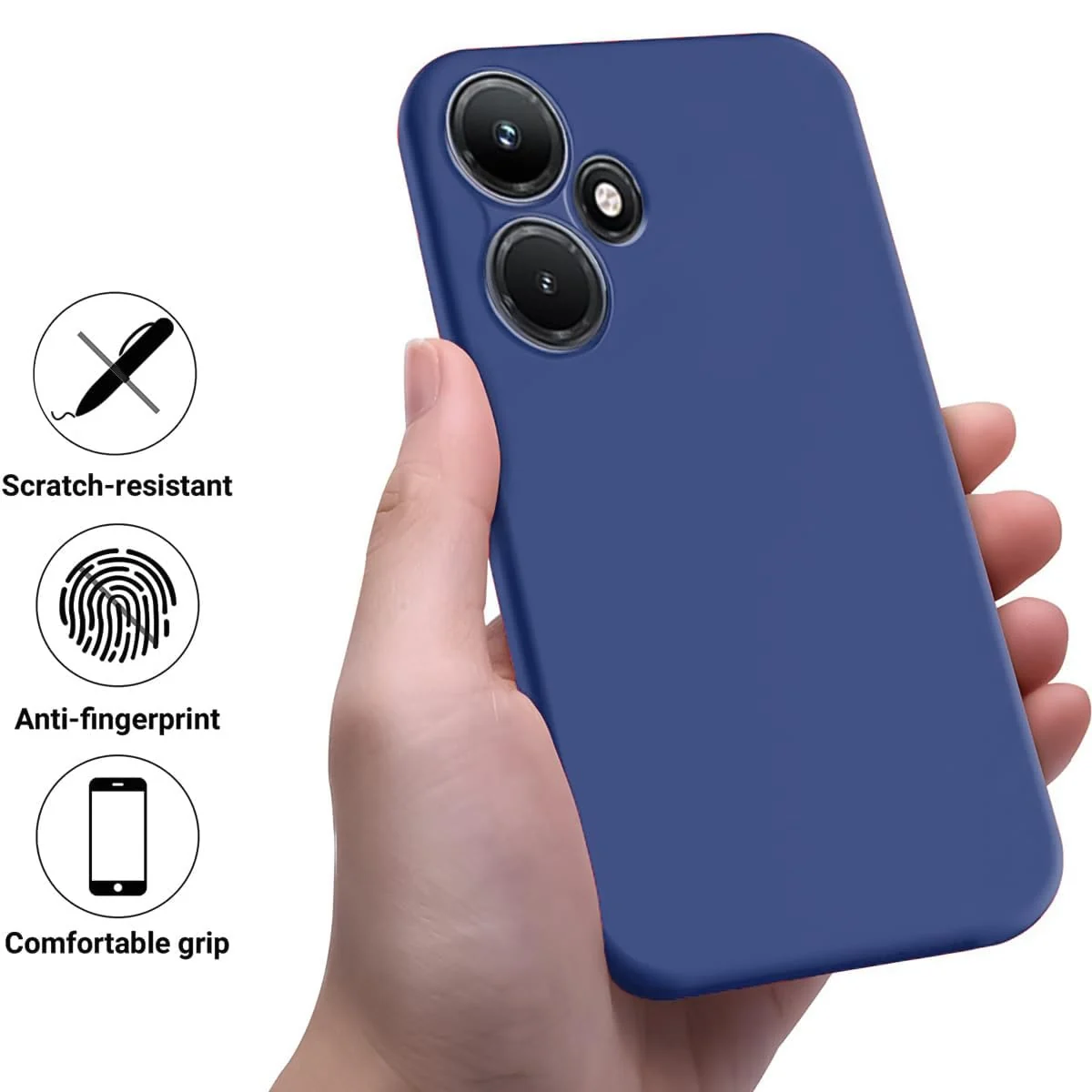 DL3 Mobilak Liquid Silicone Protective Case with Soft Microfiber Lining with Full Camera Protection for Infinix Hot 30i - Blue 1