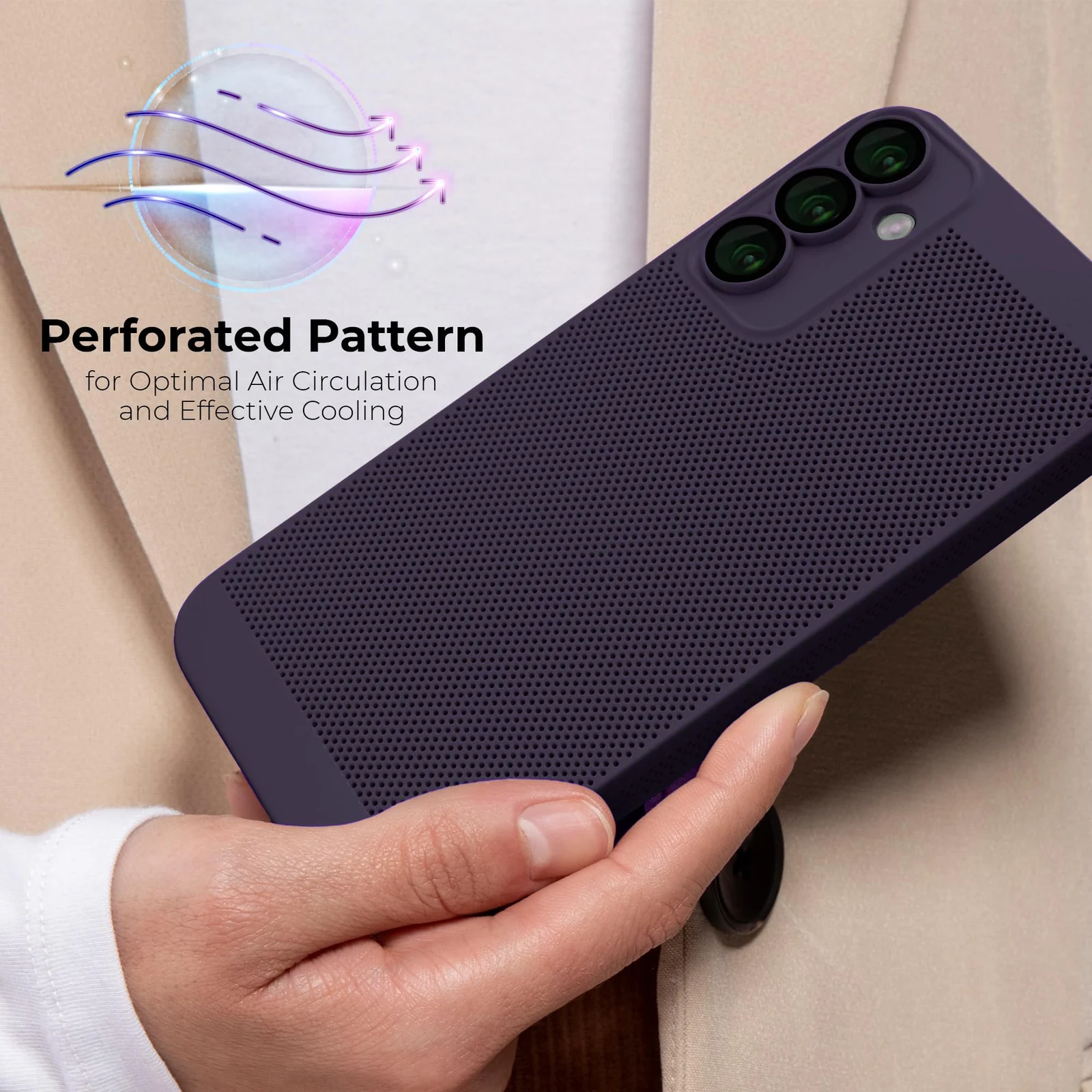 DL3 Mobilak Heat-Dissipation Hard PC Case with Built-In Camera Lens Protector for Samsung Galaxy A53 5G - Purple
