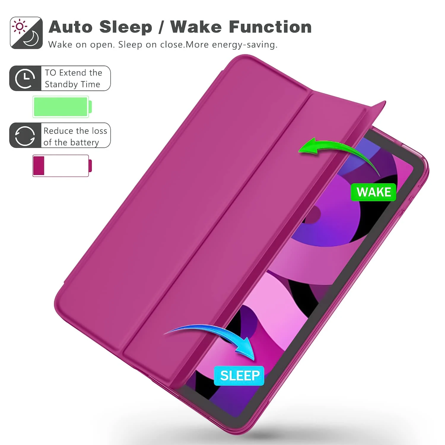 DL3 Mobilak Smart Case Compatible with iPad Pro 12.9 Inch Case 2022/2021/2020 (6th/5th/4th Gen) Case Flip Cover Leather Case Soft TPU Back And Trifold Stand With Auto SleeP - Rose Red