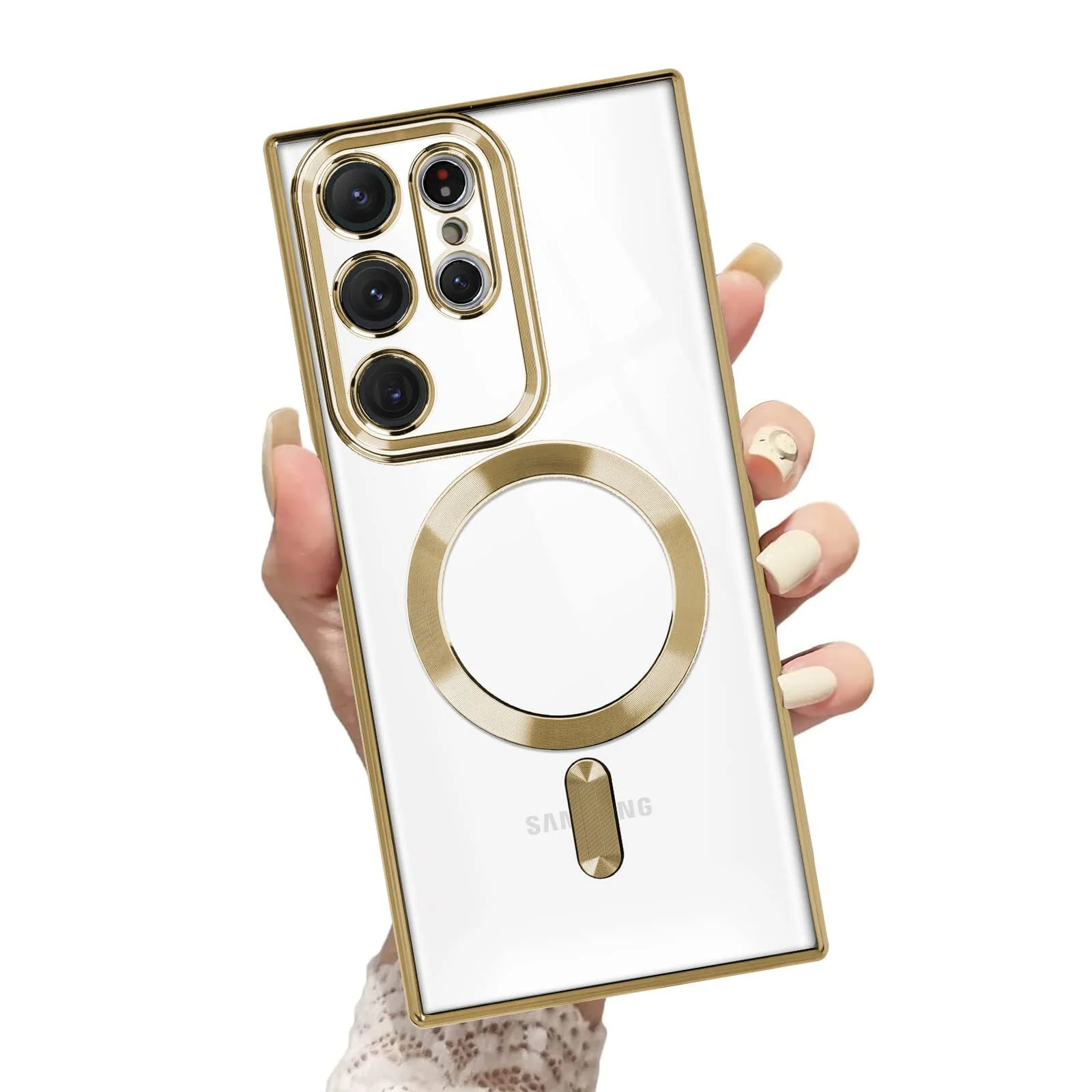 DL3 Mobilak Clear MagSafe-Compatible Magnetic Case for Samsung Galaxy Note 20 Ultra with Camera Protection and Shockproof Design - Gold