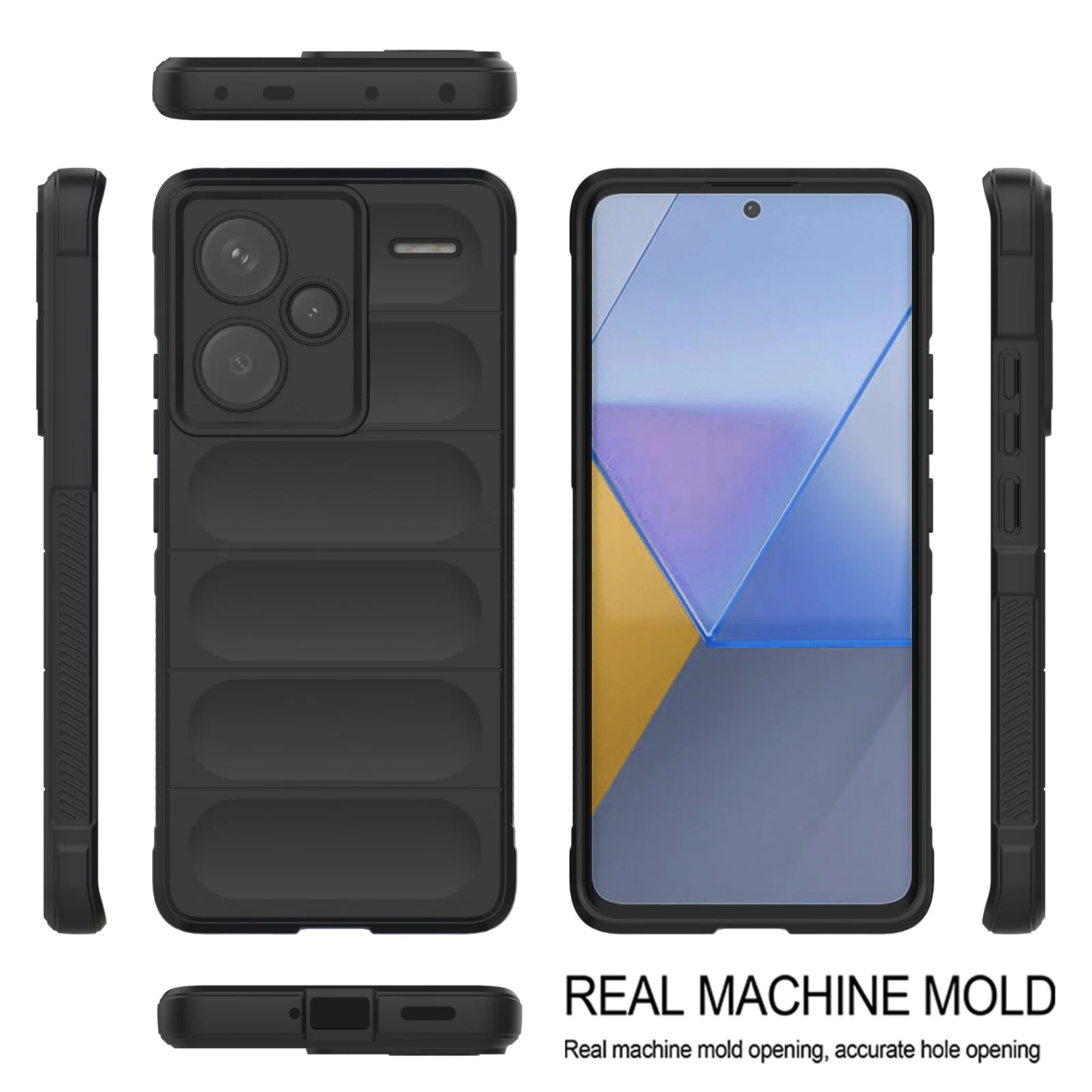DL3 Mobilak Soft Silicone Protective Case for Xiaomi Redmi Note 13 Pro+ Plus 5G with Camera Protection and Shockproof Design - Black