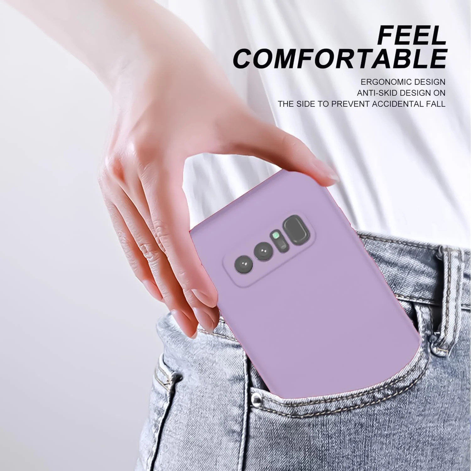 DL3 Mobilak Liquid Silicone Protective Case with Soft Microfiber Lining with Full Camera Protection for Samsung Galaxy Note 8 - Lavender