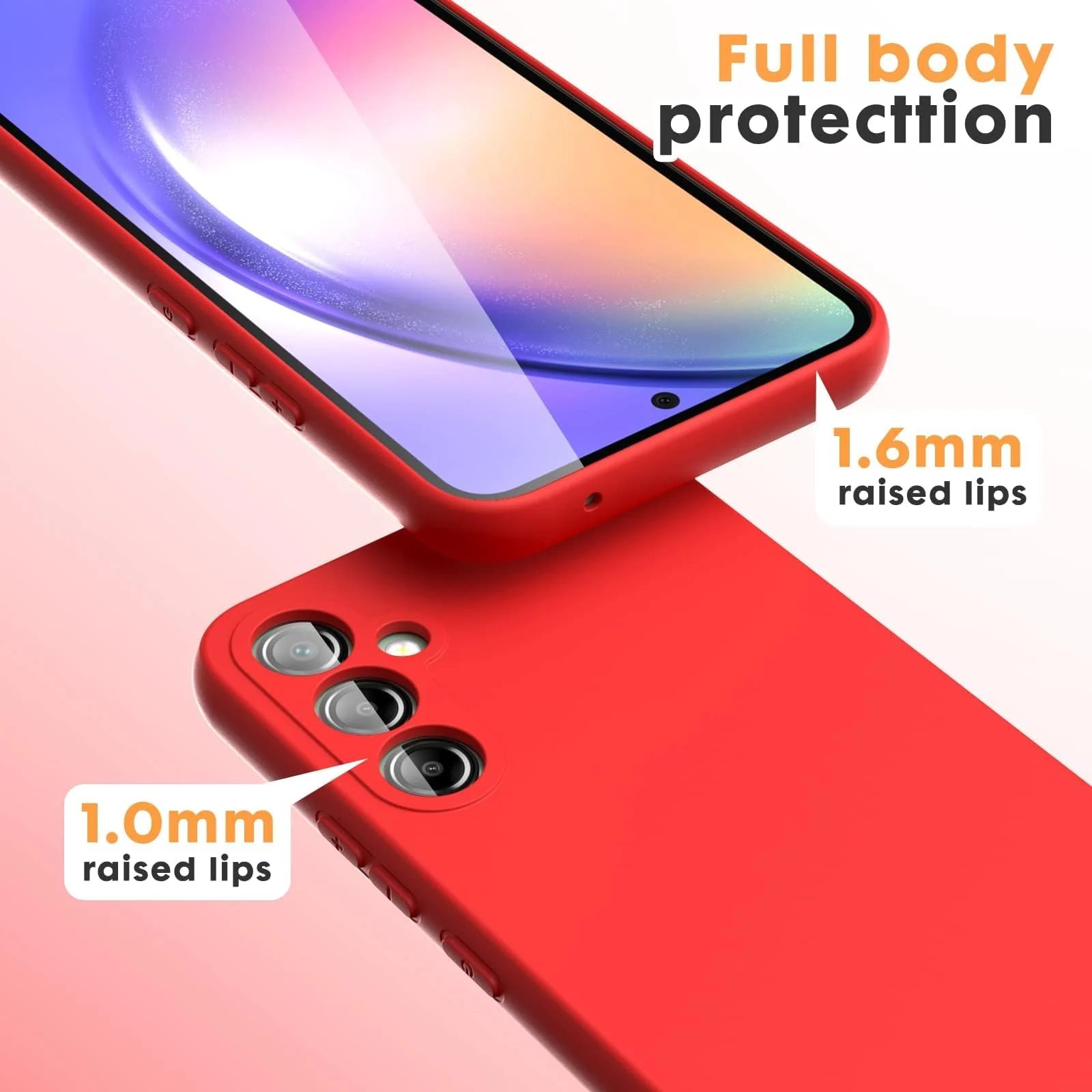 DL3 Mobilak Liquid Silicone Case for Samsung Galaxy S23 FE, Shock-absorbing protection, Scratch-resistant surface, Soft microfiber lining - Red