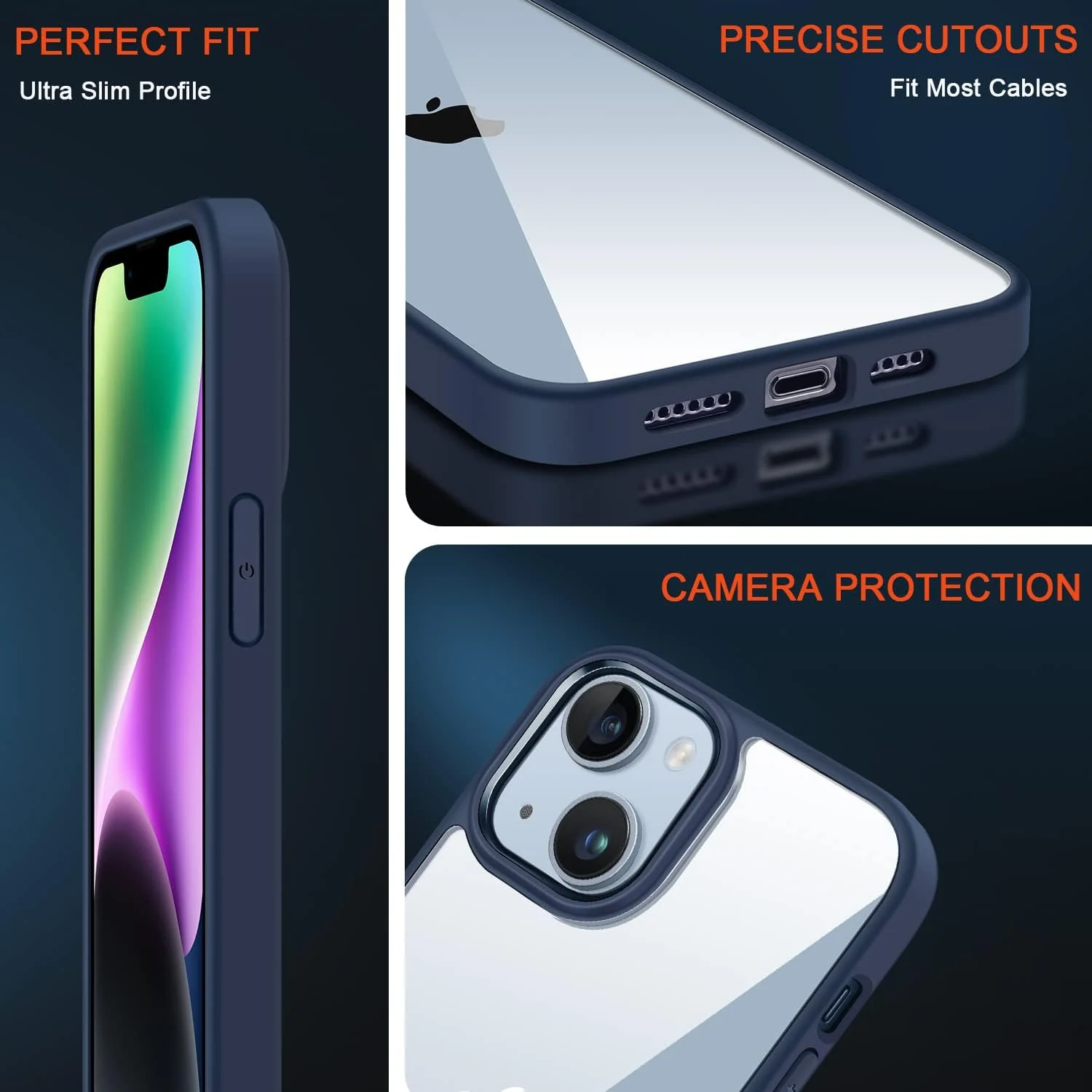 DL3 Mobilak Clear PC and TPU Protective Case for iPhone 13 / iPhone 14 with Shockproof Design and Anti-Yellowing Design - Blue
