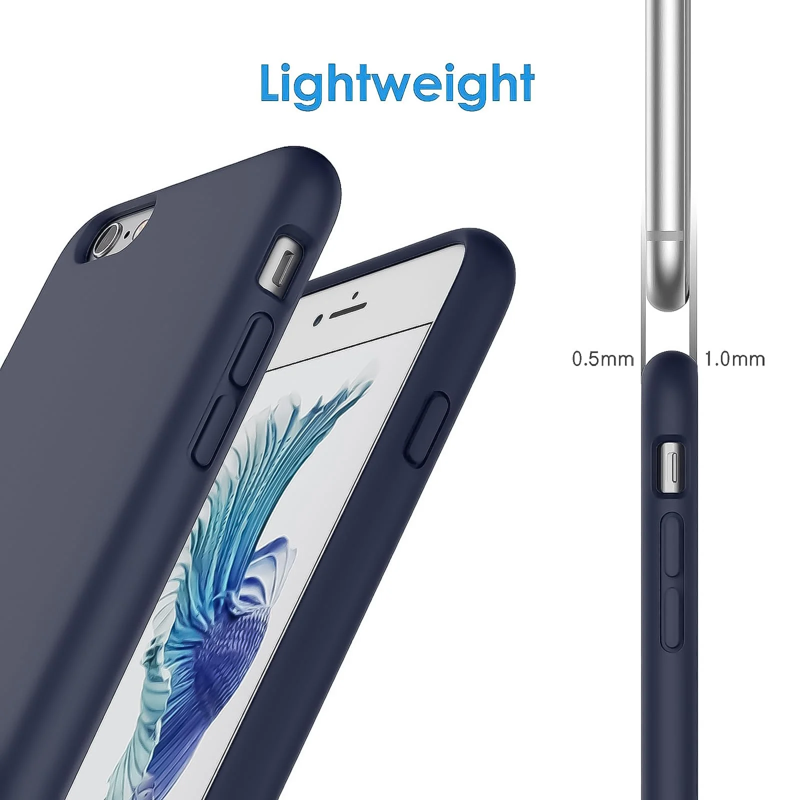 DL3 Mobilak Liquid Silicone Case for iPhone 6 Plus / 6S Plus, Shock-absorbing protection, Scratch-resistant surface, Soft microfiber lining - Dark Blue