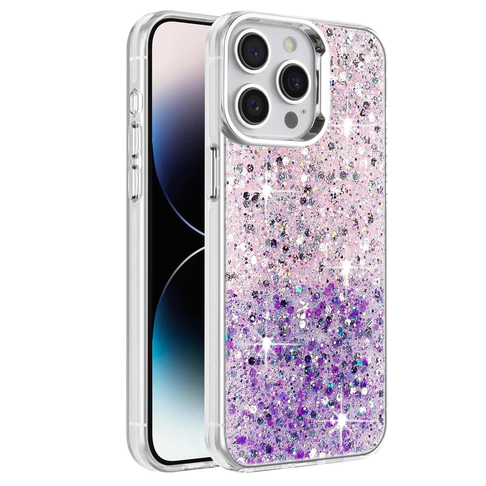 DL3 Mobilak Glitter Rhinestone Protective Case for iPhone 11 Pro with Shockproof Design - Pink Purple