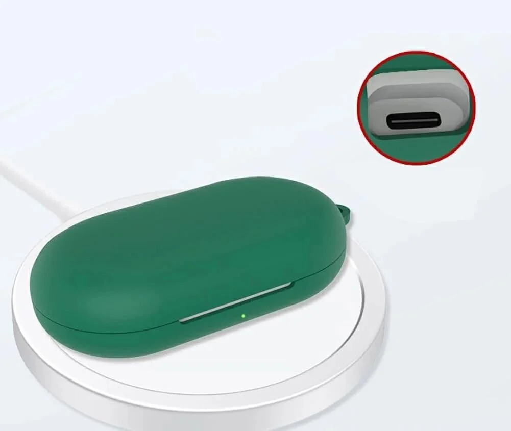 DL3 Mobilak Compatible with Anker SoundCore V20i Case Cover, Soft Silicone Shockproof Protective Case Wireless Earbuds with Carabiner, Front LED Visible - Green