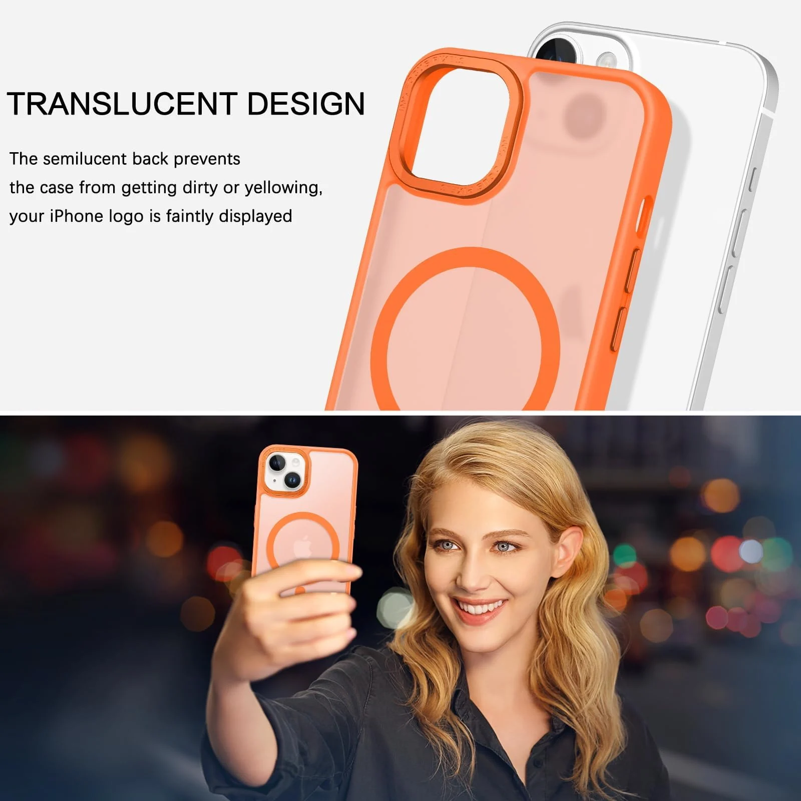 DL3 MOBILAK Protective Phone Case for Apple iPhone 14 Plus and 15 Plus - Orange