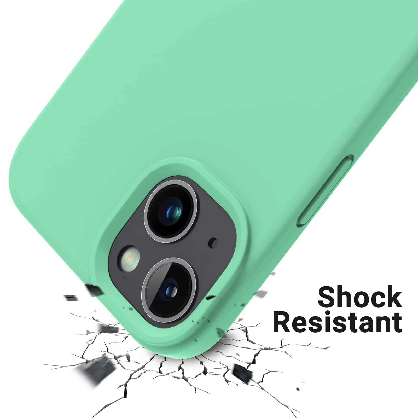 "DL3 Mobilak Liquid Silicone Protective Case for 𝐢𝐏𝐡𝐨𝐧𝐞 𝟏𝟓 𝐏𝐥𝐮𝐬, 𝐢𝐏𝐡𝐨𝐧𝐞 𝟏𝟒 𝐏𝐥𝐮𝐬 "" with Camera Protection and Microfiber Lining - Light Green"