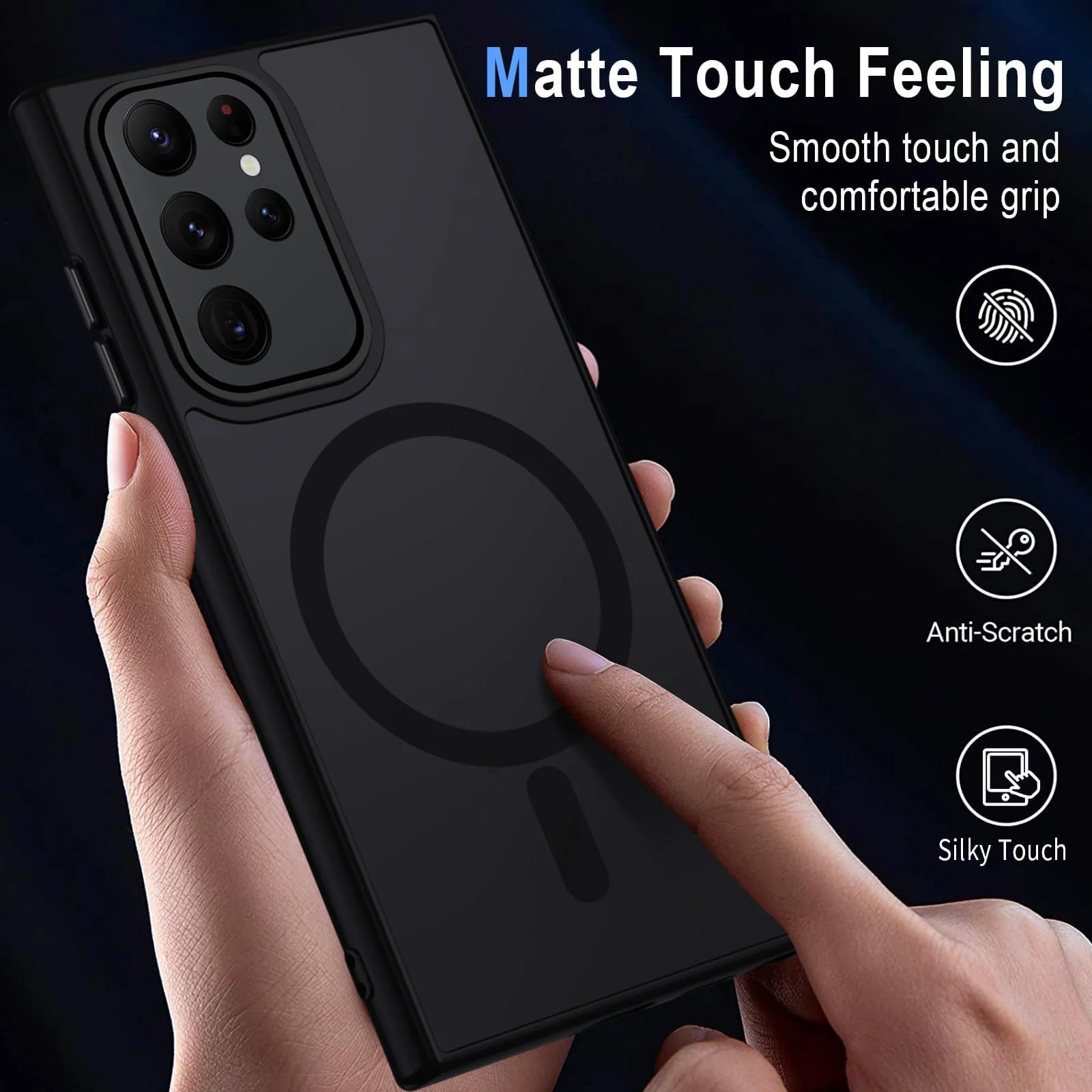 "DL3 Mobilak Wallet Case with Card Slot for Samsung Galaxy S23 Ultra (6.8"") with Ring Holder and Magnetic Car-Mount Support - Black"
