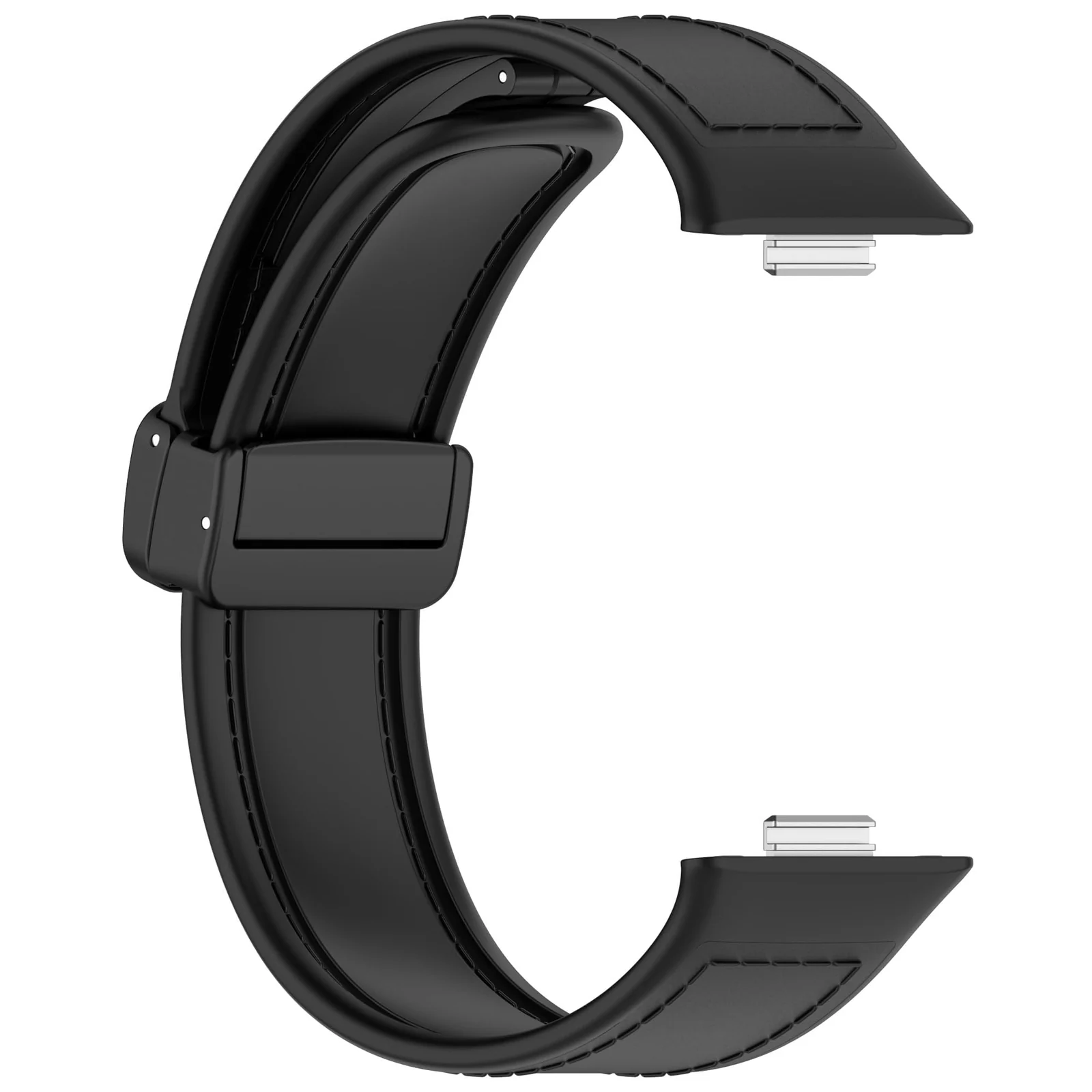 DL3 Mobilak Compatible with Huawei Watch Fit 5 / Fit 5 Pro / Fit4 / 4 Pro/Fit 3 Strap for Women Men, Soft Flexible Leather Silicone Hybrid Sport Wristband Magnetic Buckle Bracelet Replacement Strap - Black