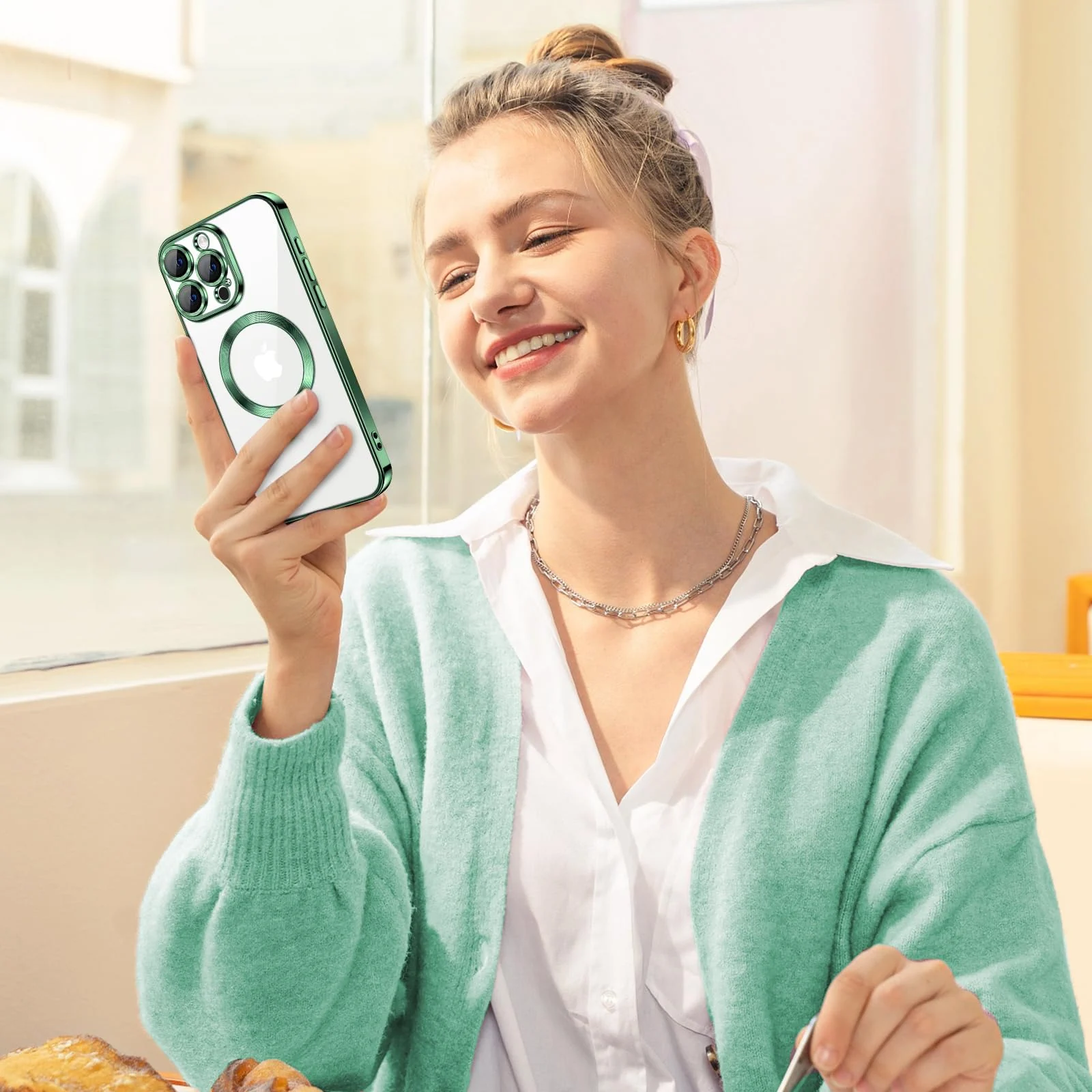 DL3 Mobilak Plated-Edge TPU Protective Case with Camera Protection for iPhone 16 Pro Max - Green