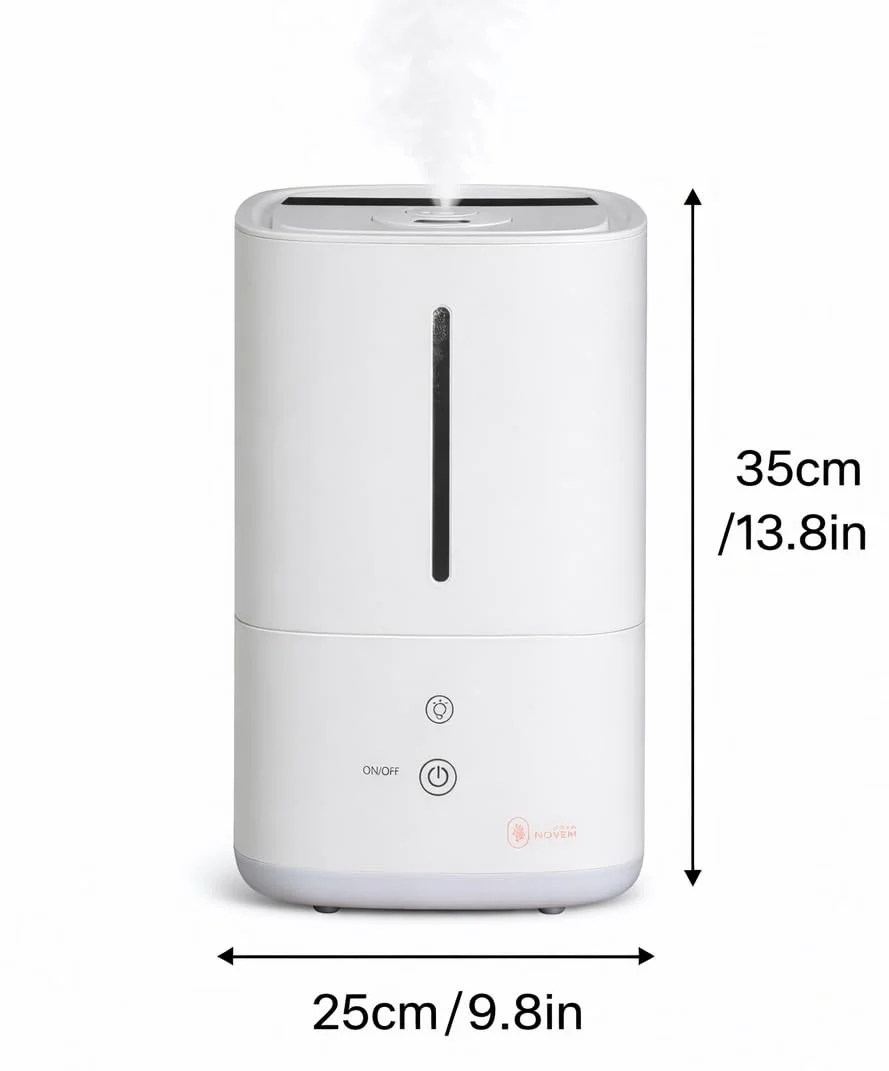 Mobigon Ultrasonic Humidifier Against Dry Heating Air 4L, Room Humidifiers for Bedroom, Children's Room and Plants, Air Humidifier, Ultra Quiet Aroma Diffuser - White