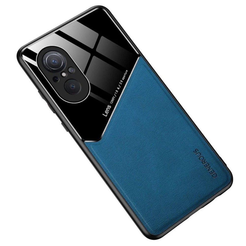 DL3 Mobilak Leather and PC Protective Case for Huawei Nova 9 SE / Honor 50 SE, Built-in magnetic car-mount support, Shock-absorbing protection, Raised edges around the screen and camera - Blue