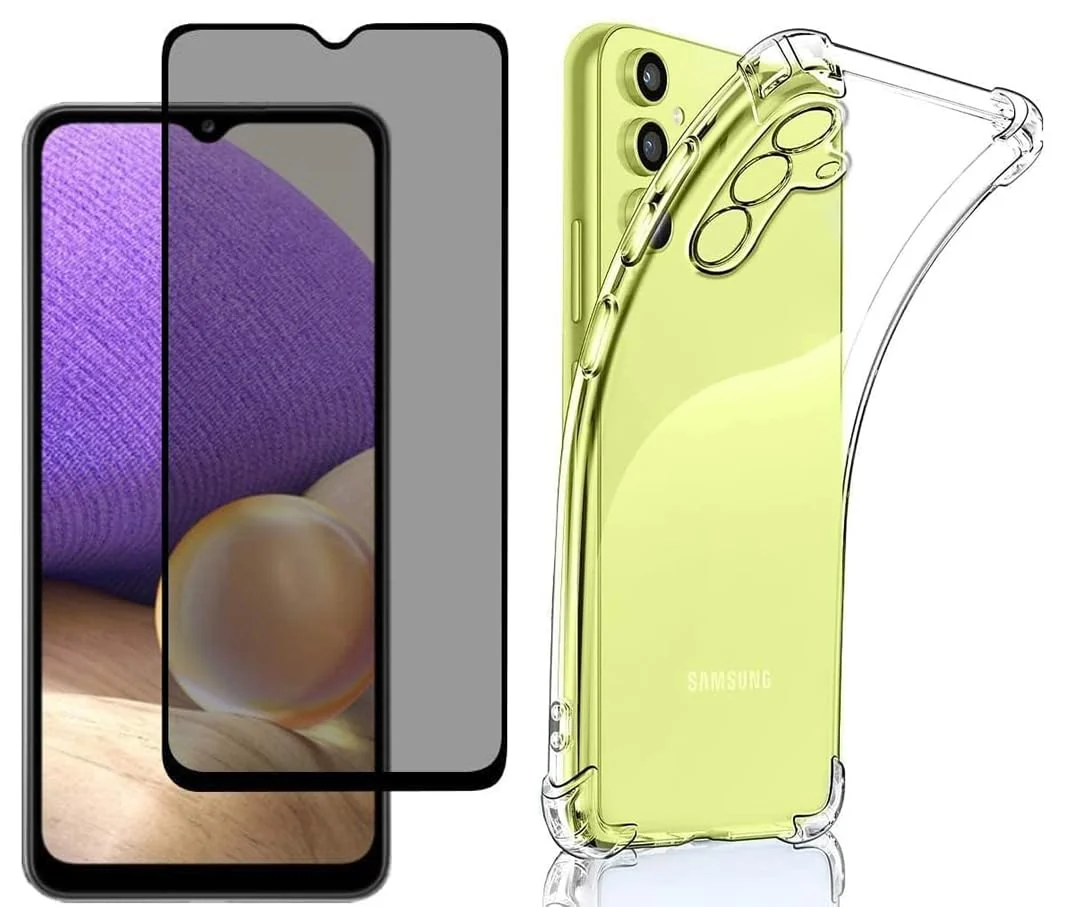 DL3 Mobilak Case Compatible with Samsung Galaxy A14, Cover Silicone TPU Gorilla Anti-shock Protector Camera Shockproof Corners with Privacy Screen Protector - Clear