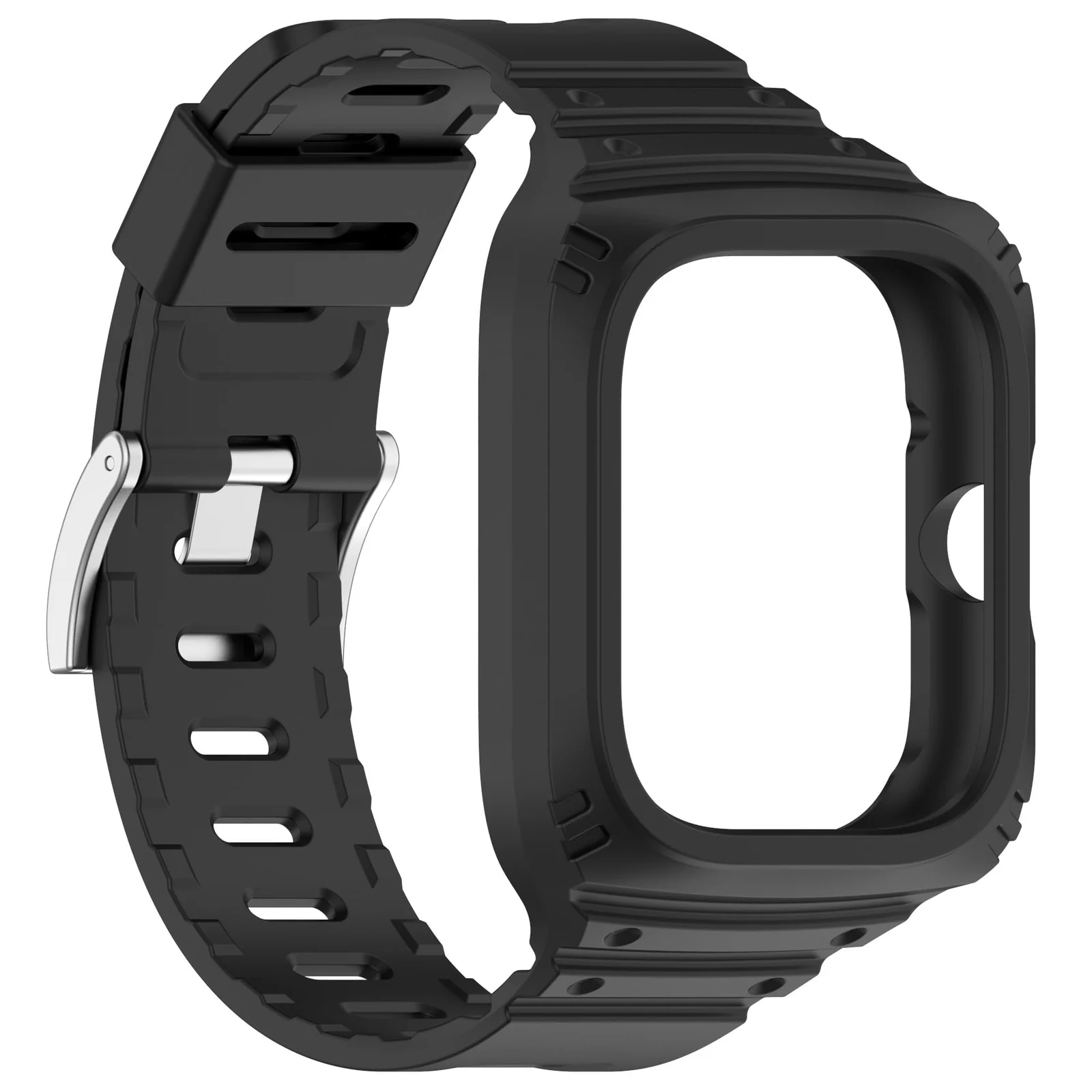 DL3 Mobilak Strap With Cover Compatible with Xiaomi Redmi Watch 4, Silicone Sport Band Replacement Watchband with Bumper Case for Redmi Watch 4, Adjustable Wristband - Black