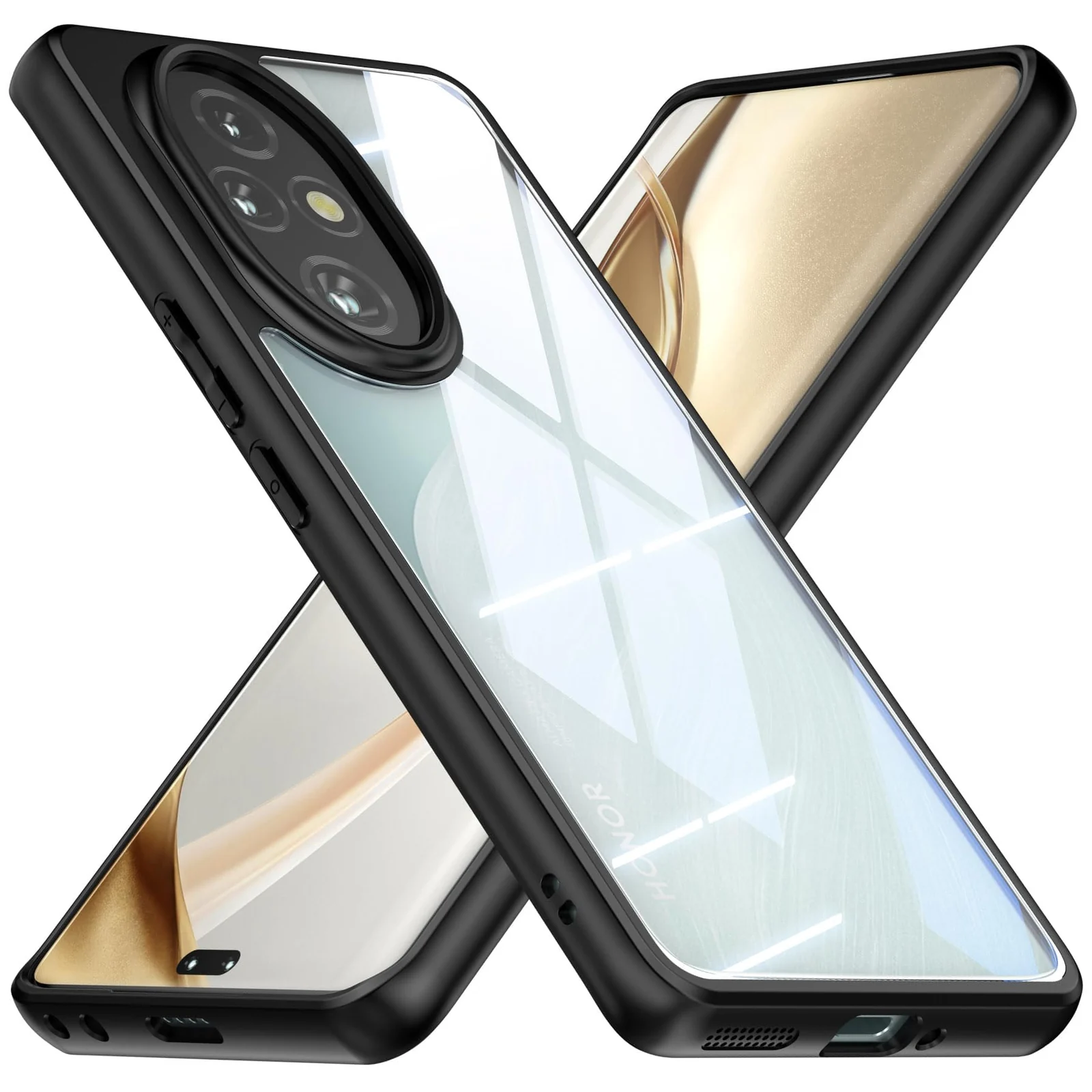 DL3 Mobilak Compatible with Honor 200 Pro 5G Case Transparent, Military-Grade Shockproof Anti-Yellowing, Slim Protective Phone Case Full Bumper Cover With Camera Lens Protective - Black