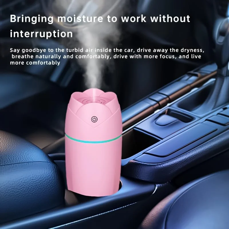 Mobigon Wood Cool Mist Ultrasonic Humidifier for Room Moisture, Aroma Diffuser for Home, 300ml Essential Oil Diffuser with 7 Colorful Night Light, Auto Shut-Off, Home, Office, car - A.Pink