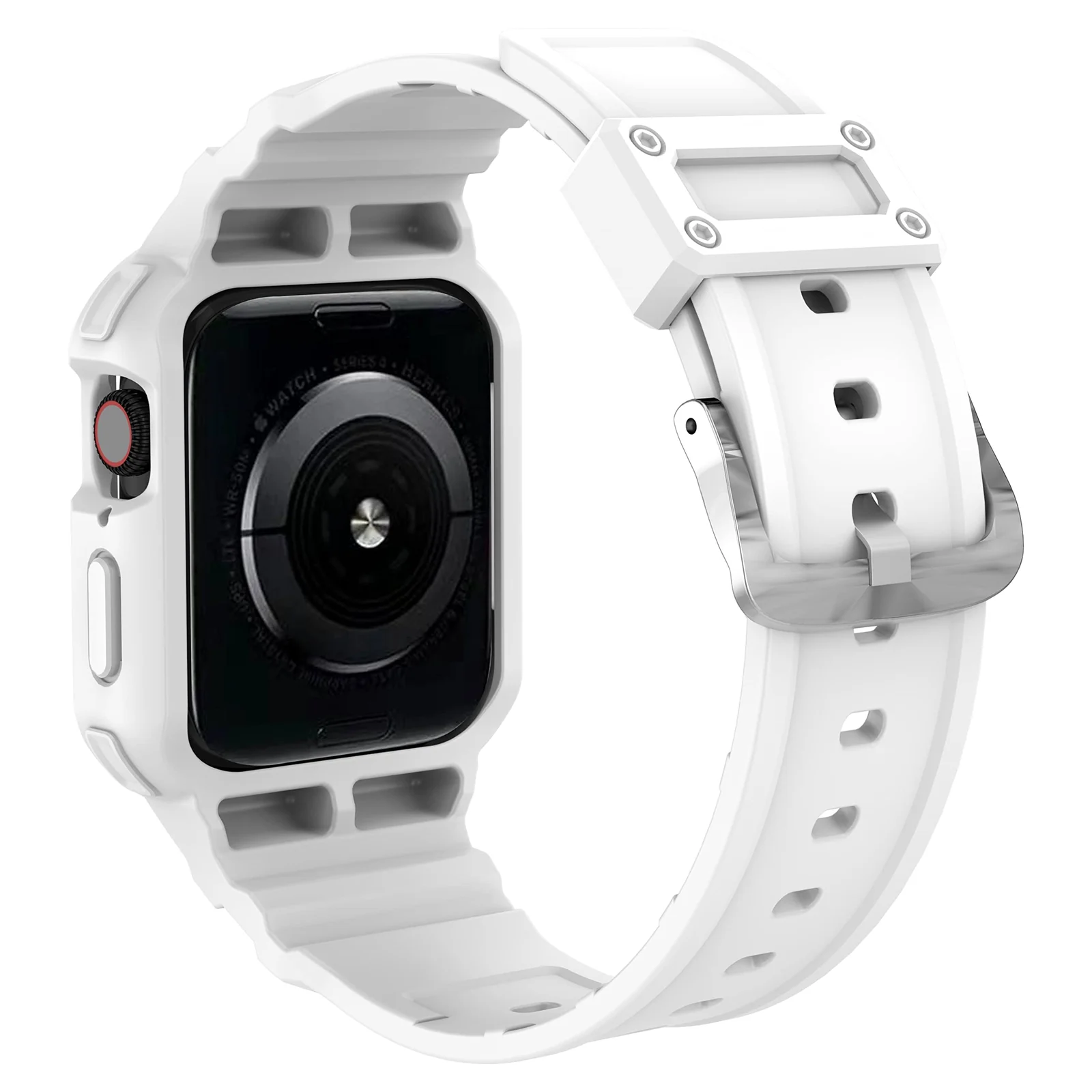 DL3 Mobilak Compatible With Apple Watch Band Ultra 2/1 49mm with Bumper Case, Rugged Men Bands for iWatch Ultra 2 / Ultra 49 mm, Sport Military Protector Drop-proof Shockproof - White