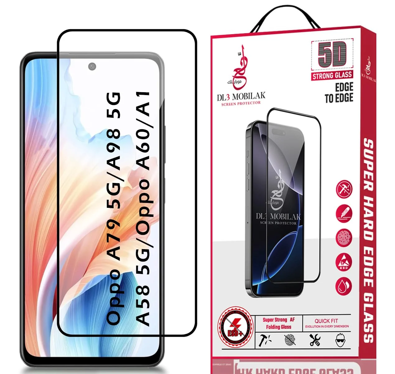 DL3 Mobilak for OPPO A79 5G/A98 5G/A58 5G/OPPO A60/A1 Tempered Glass Screen Protector, 9H Hardness Anti-Scratch Tempered Glass flim, Case Friendly, Anti-Scratch - Clear