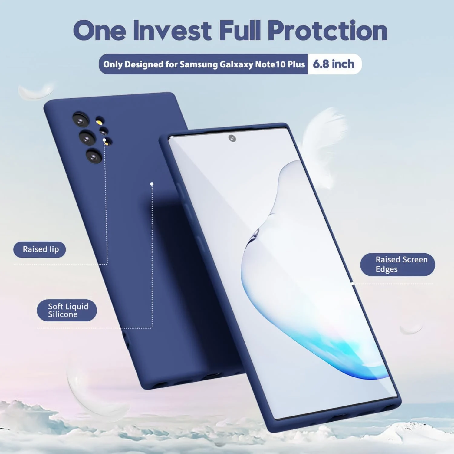 DL3 Mobilak Liquid Silicone Protective Case with Soft Microfiber Lining for Samsung Galaxy Note10 Plus - Blue 1