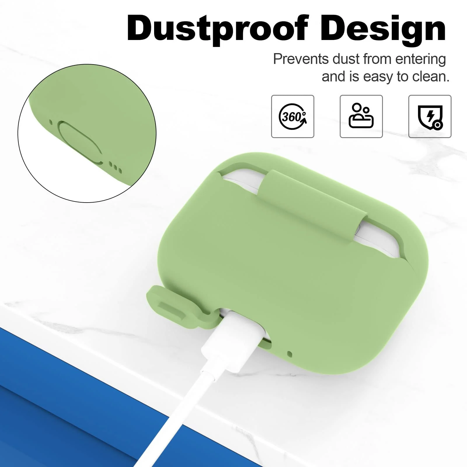 DL3 Mobilak Compatible with AirPods Pro 2nd Generation Case Cover, Protective Silicone Skin with Keychain for Women Men for Apple AirPods Pro Gen 2 (2022), Front LED Visible - Mint Green