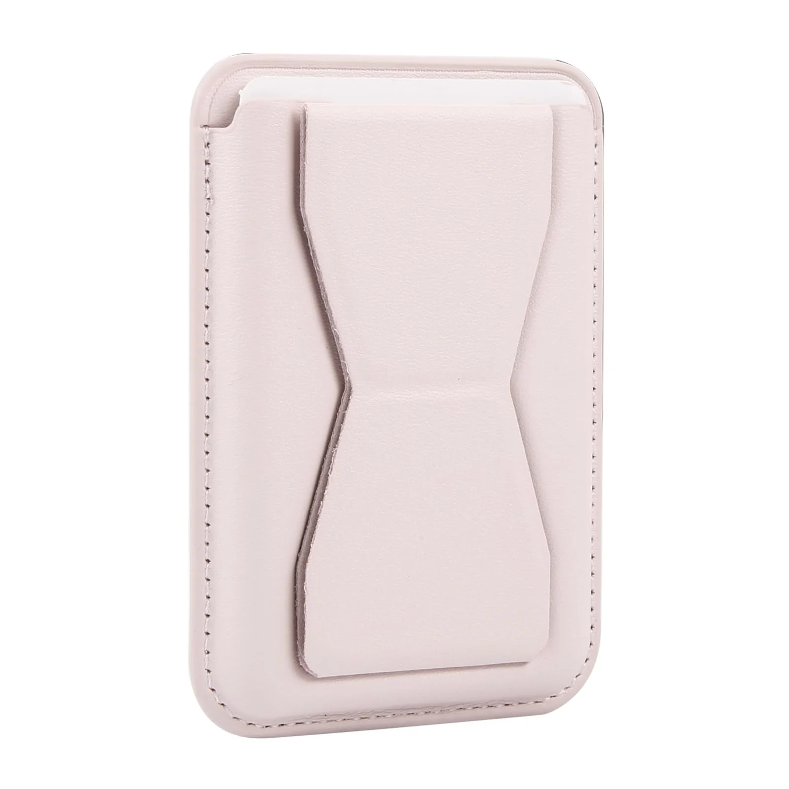 DL3 Mobilak Phone Card Holder for MagSafe Wallet, Vegan Leather Magnetic Mobile Phone Stand, Magnetic Wallet Stand, for iPhone 16 15 14 13 12 Pro Max Plus - Pink Sand