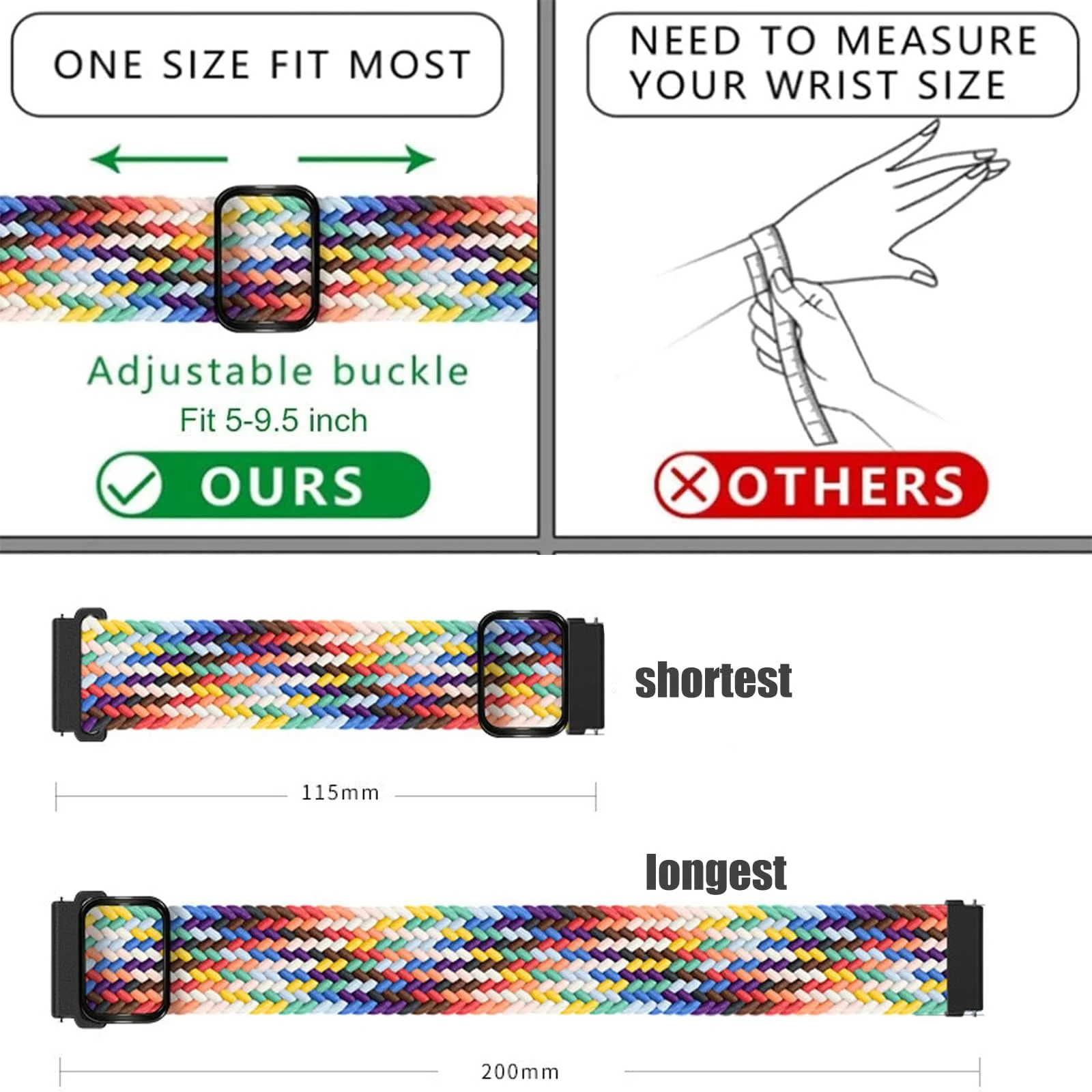 DL3 Mobilak Dl3 Mobailk Braided Bracelet Compatible with Huawei Band 10/Huawei Band 9/Huawei Band 8 for Men and Women, Braided Adjustable Elastic Nylon Sport Replacement Watch Strap - Red