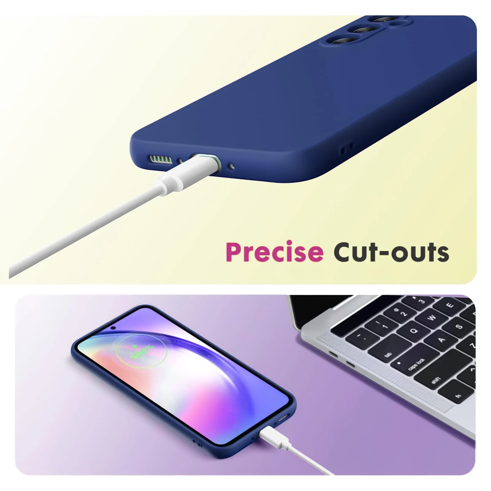 DL3 Mobilak Liquid Silicone Protective Case for Samsung Galaxy A55 with Microfiber Lining and Shockproof Design - Royal Blue