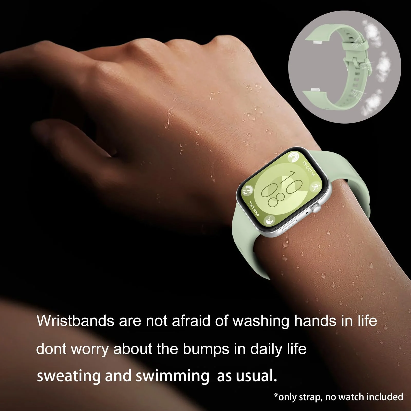 DL3 Mobilak Silicone Bracelet for Huawei Watch Fit 3/Watch Fit 4 Pro/Fit 4 Strap, Soft Silicone Sport Replacement Strap for Women/Men, Adjustable Waterproof Sports Band - Mint Green