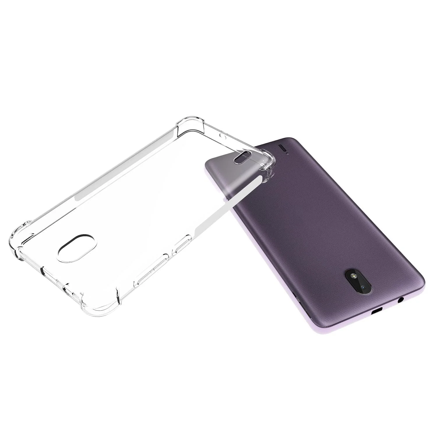 DL3 Mobilak Case Compatible with Nokia C1 2nd Edition, Cover Silicone TPU Gorilla Anti-shock Protector Camera Shockproof Corners - Clear