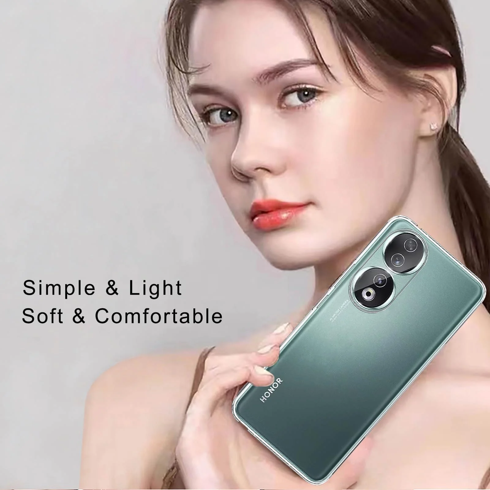 DL3 Mobilak Case Compatible with Honor 90 5G Case Crystal Soft TPU Gel Case Flexible Silicone Anti-Scratch Camera Protection TPU Cover - Clear