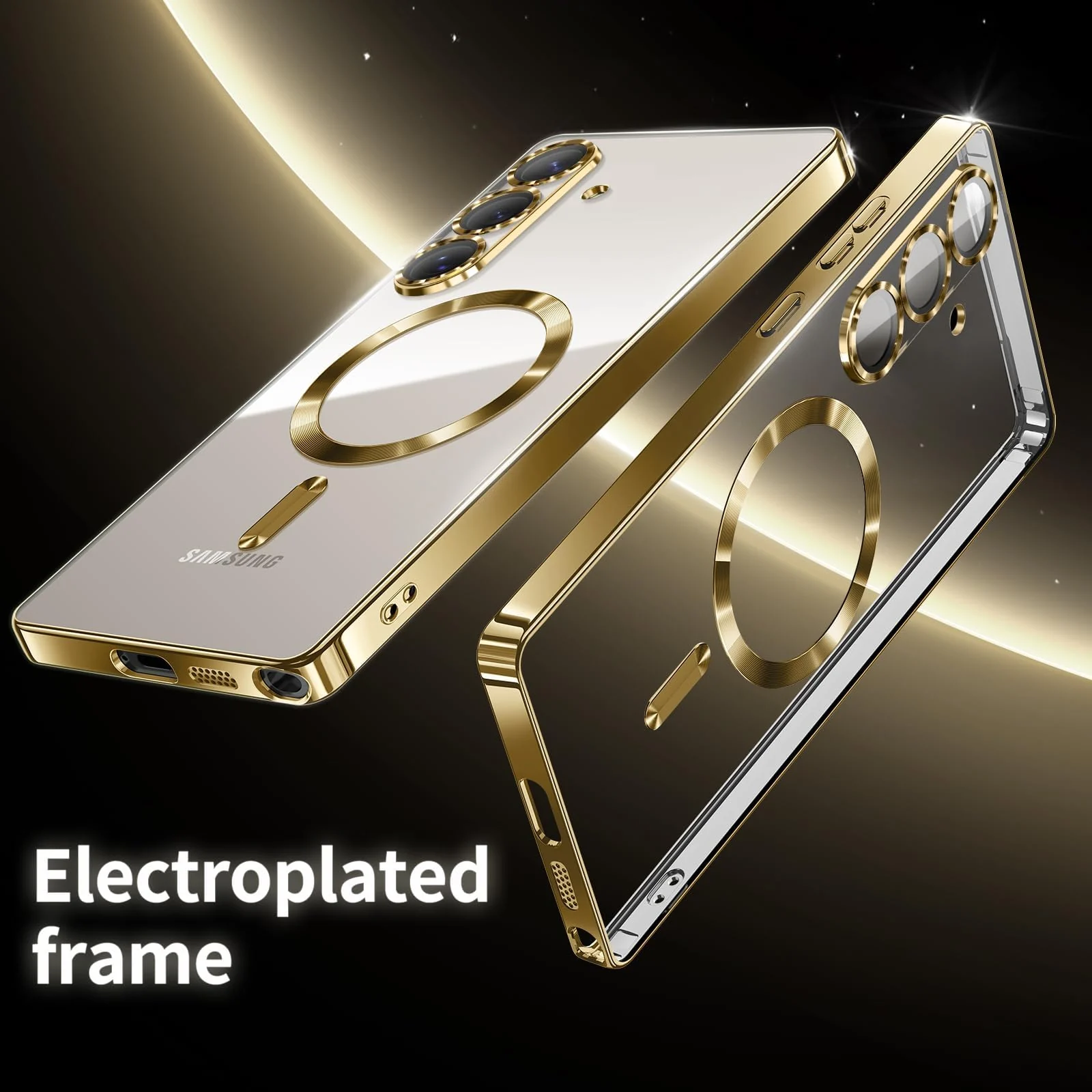 DL3 Mobilak Clear MagSafe-Compatible TPU Case and Camera Lens Protector for Samsung Galaxy A36 5G - Gold