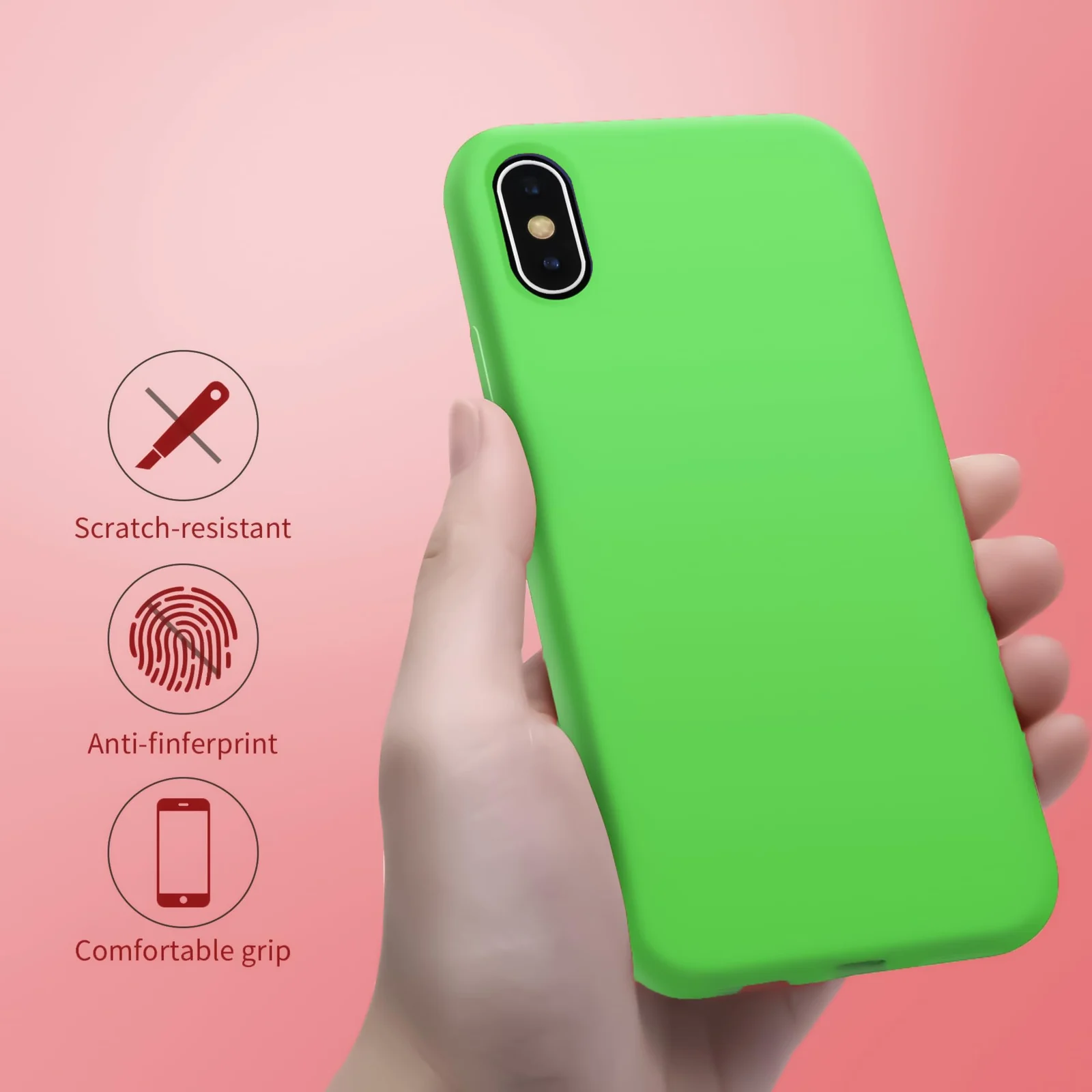 DL3 Mobilak Liquid Silicone Protective Case for iPhone XS Max with Camera Protection and Microfiber Lining - Neon Green